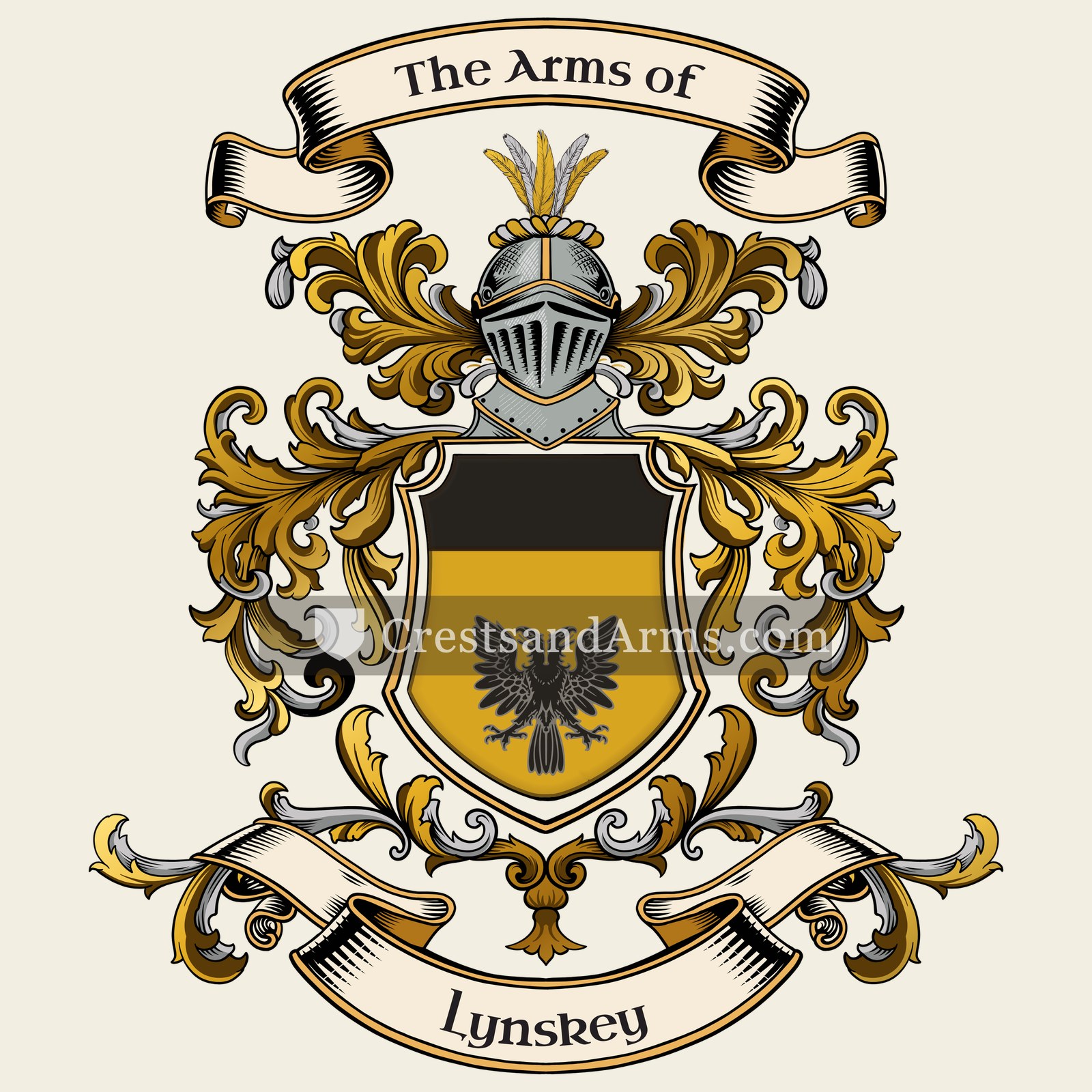The Lynskey coat of arms, drawn from the recorded blazon