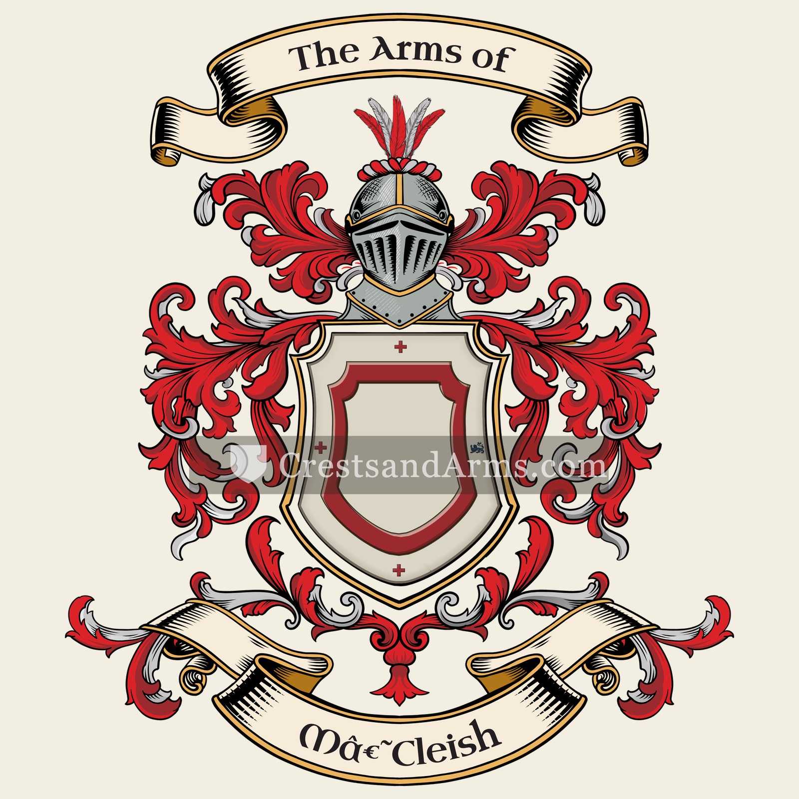 The M‘Cleish coat of arms, drawn from the recorded blazon