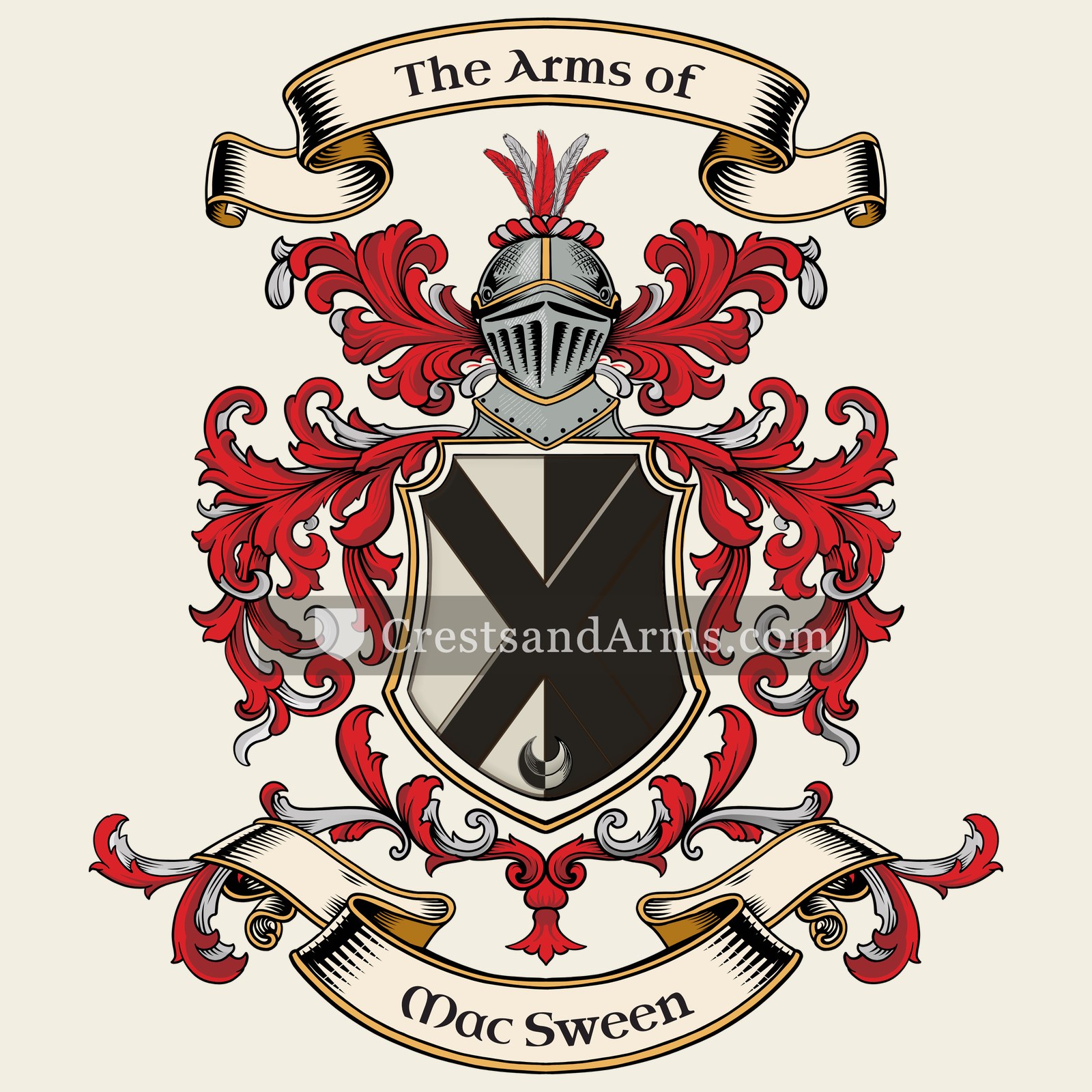 The Mac Sween coat of arms, drawn from the recorded blazon