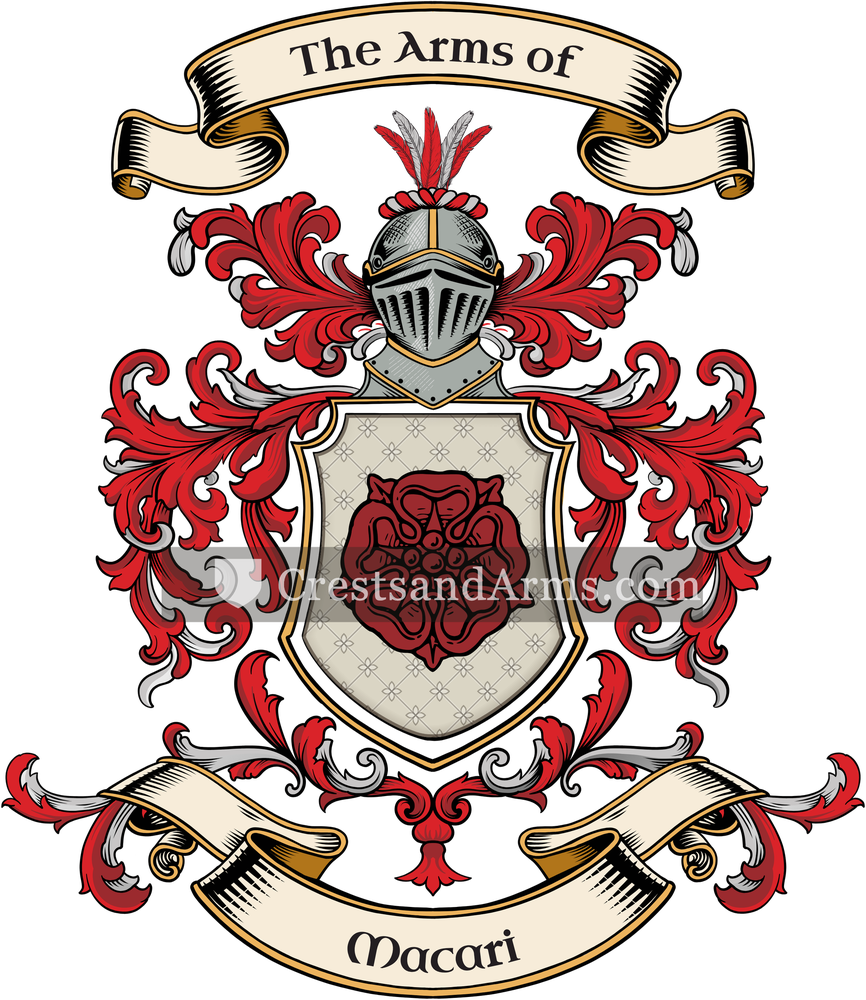 The Macari coat of arms, drawn from the recorded blazon