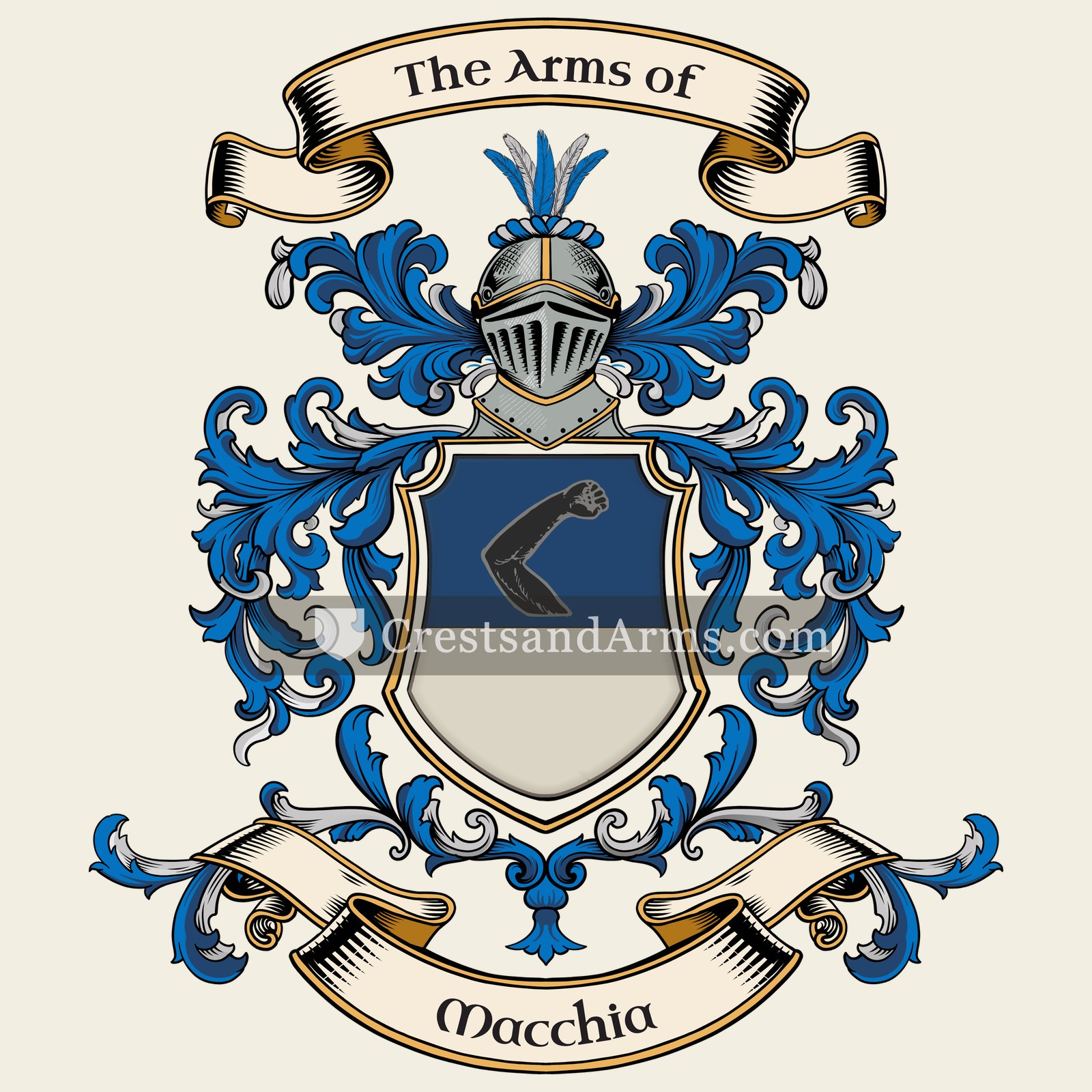 The Macchia coat of arms, drawn from the recorded blazon