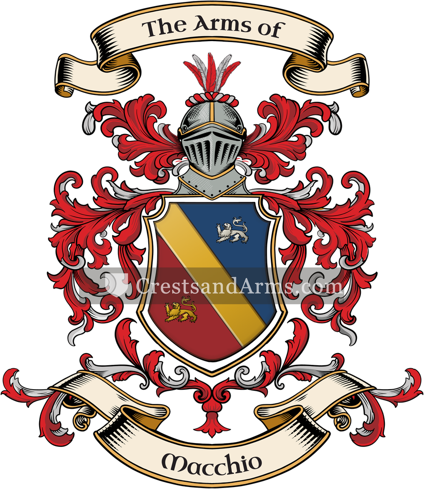 The Macchio coat of arms, drawn from the recorded blazon