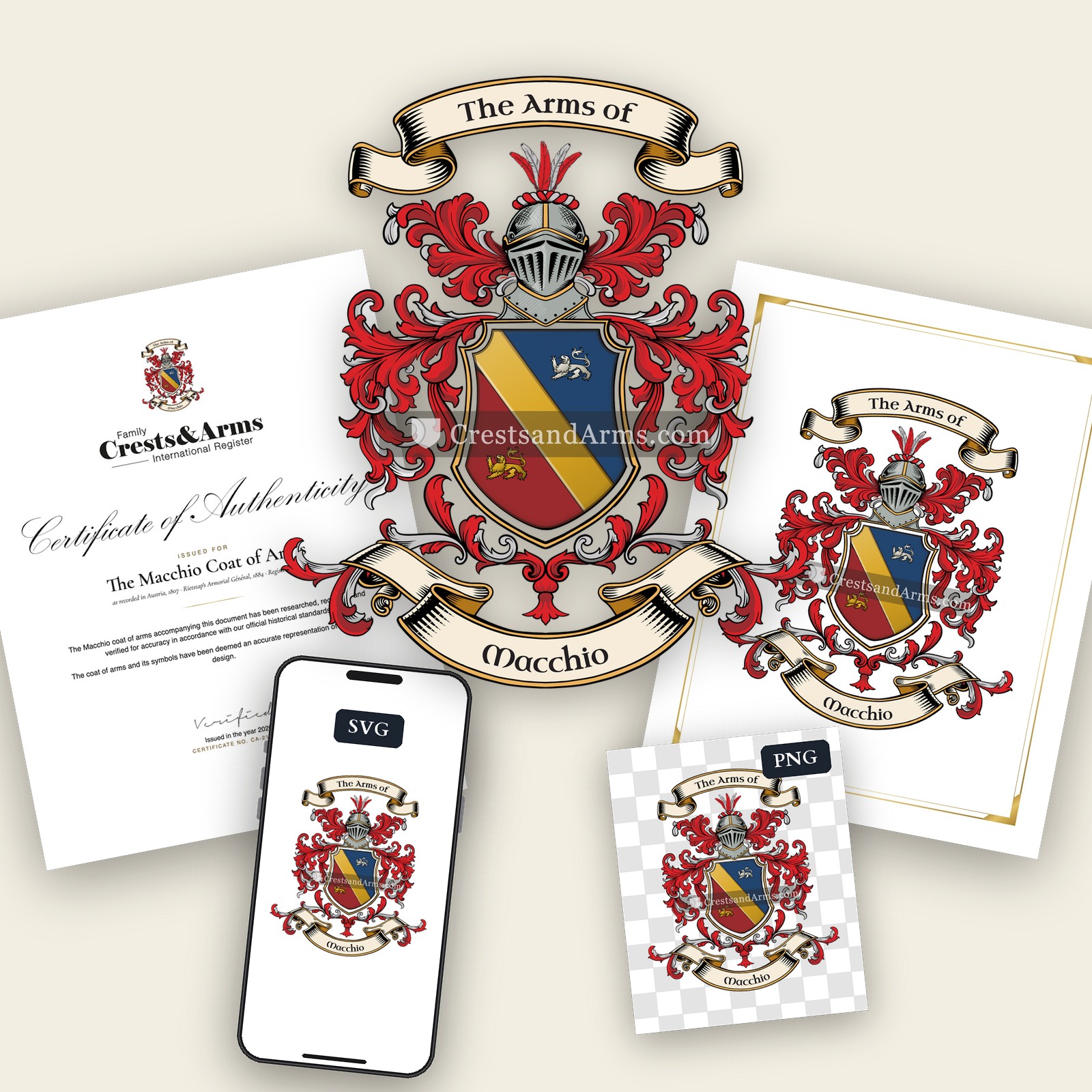 The Macchio arms on the coat of arms — digital pack