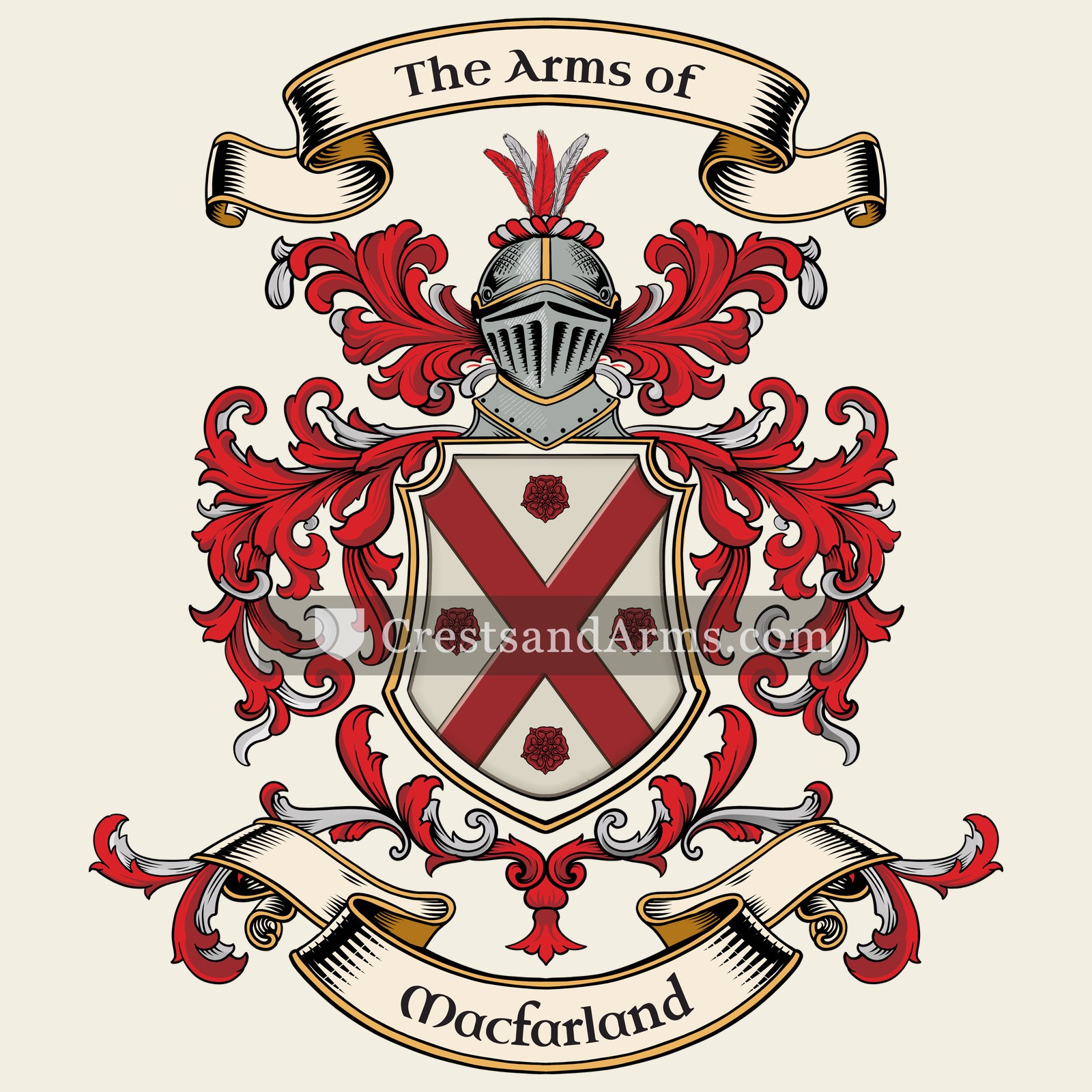 The Macfarland coat of arms, drawn from the recorded blazon