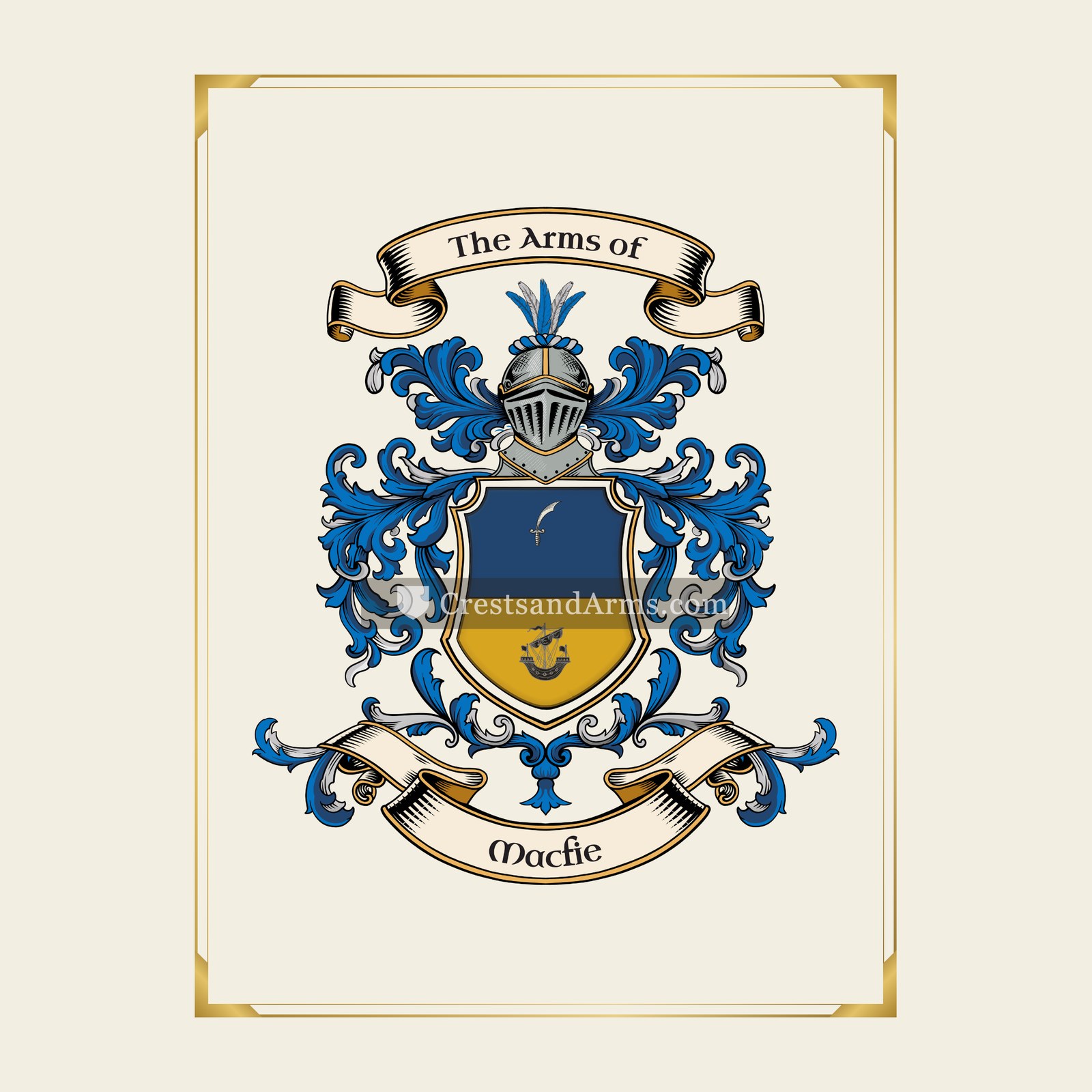 With gold border
