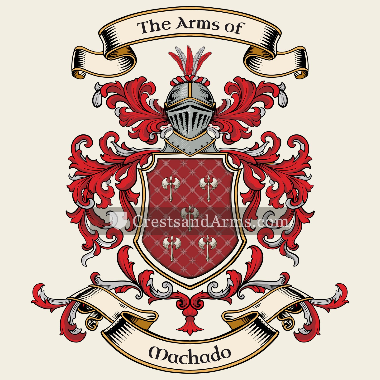 The Machado coat of arms, drawn from the recorded blazon