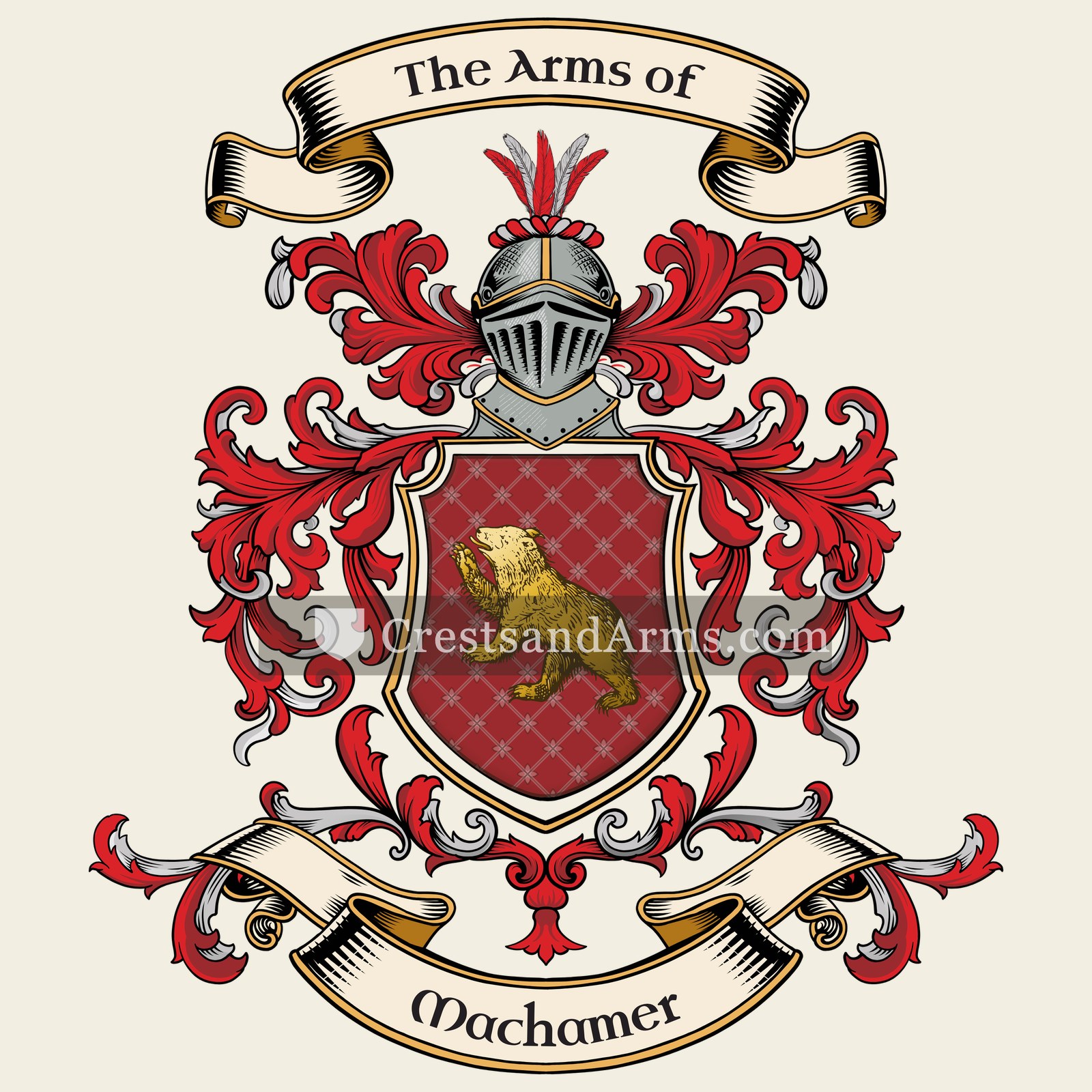 The Machamer coat of arms, drawn from the recorded blazon