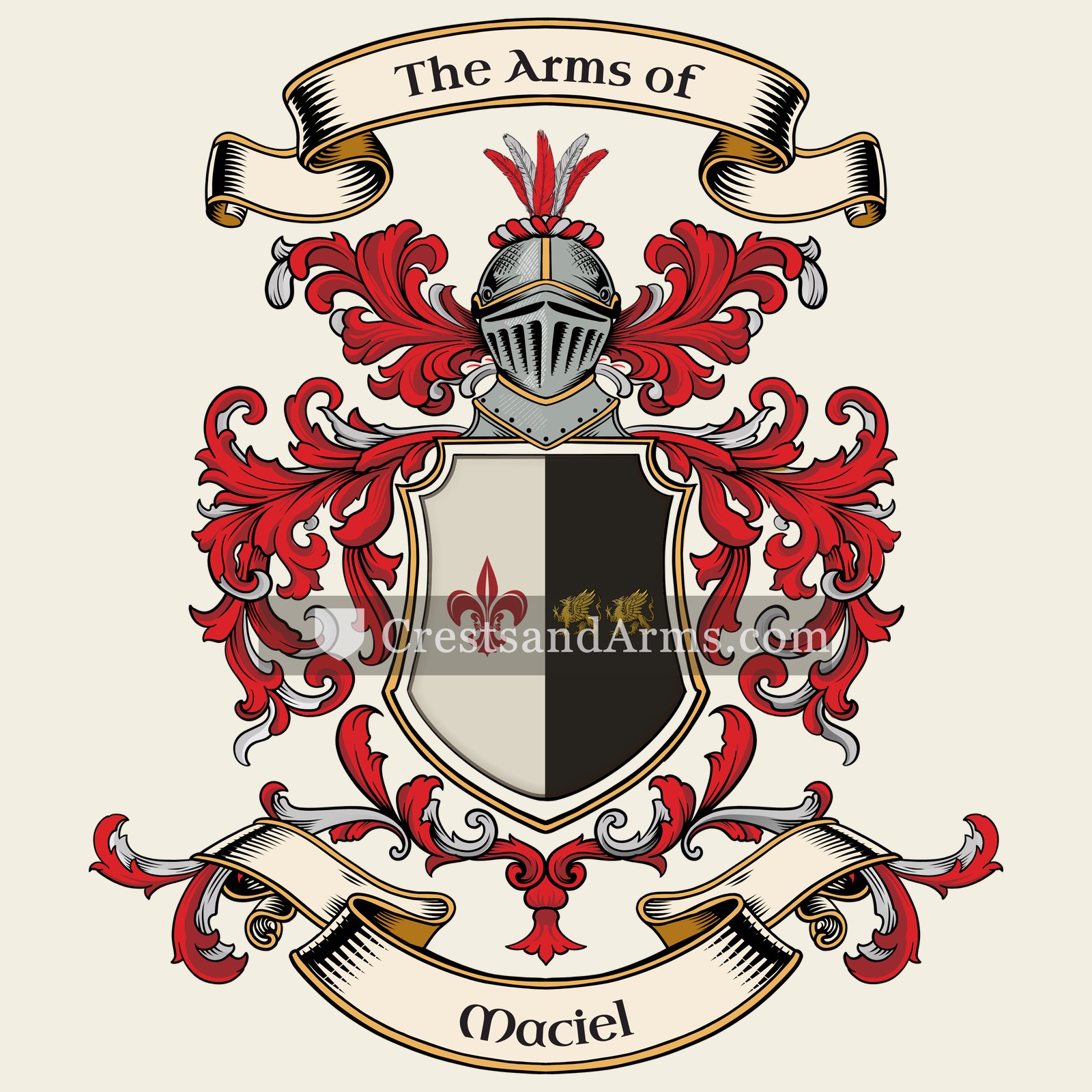 The Maciel coat of arms, drawn from the recorded blazon