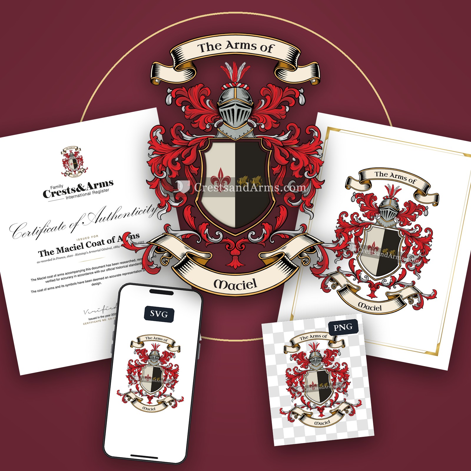 The Maciel arms on the coat of arms — digital pack