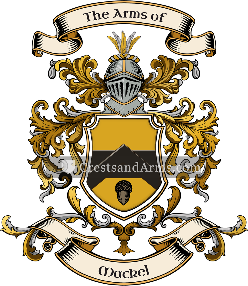 The Mackel coat of arms, drawn from the recorded blazon