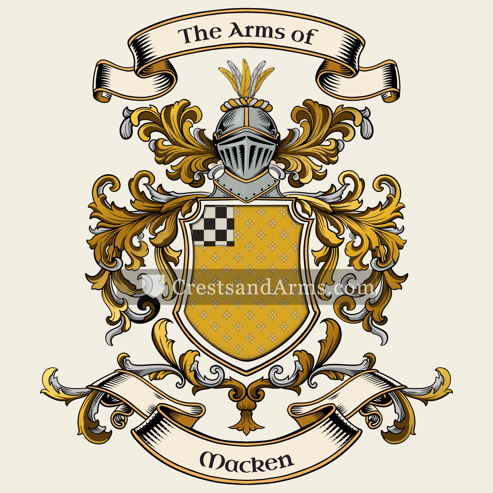 The Macken coat of arms, drawn from the recorded blazon