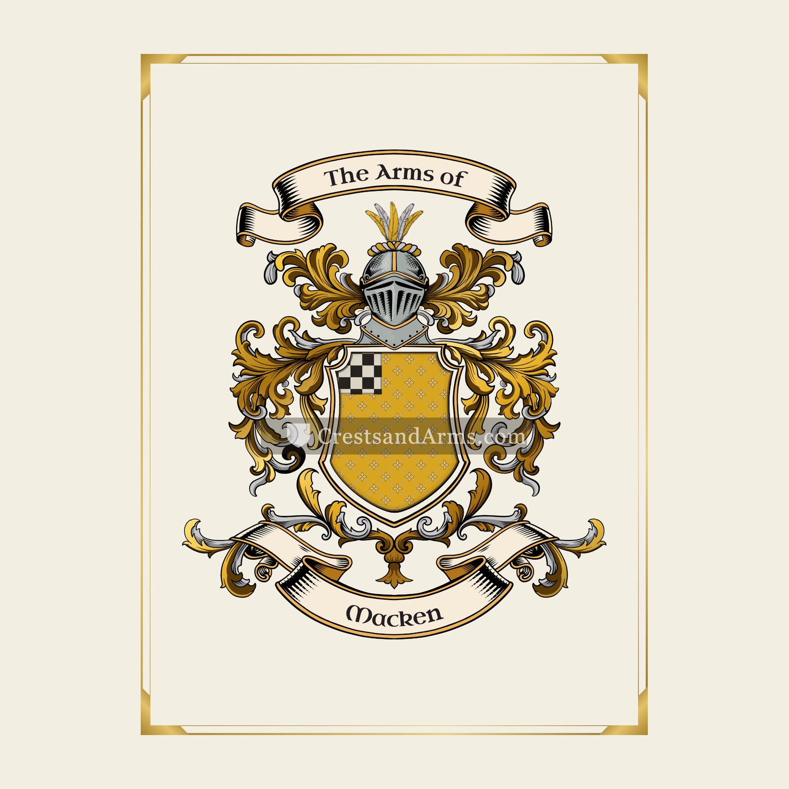 With gold border