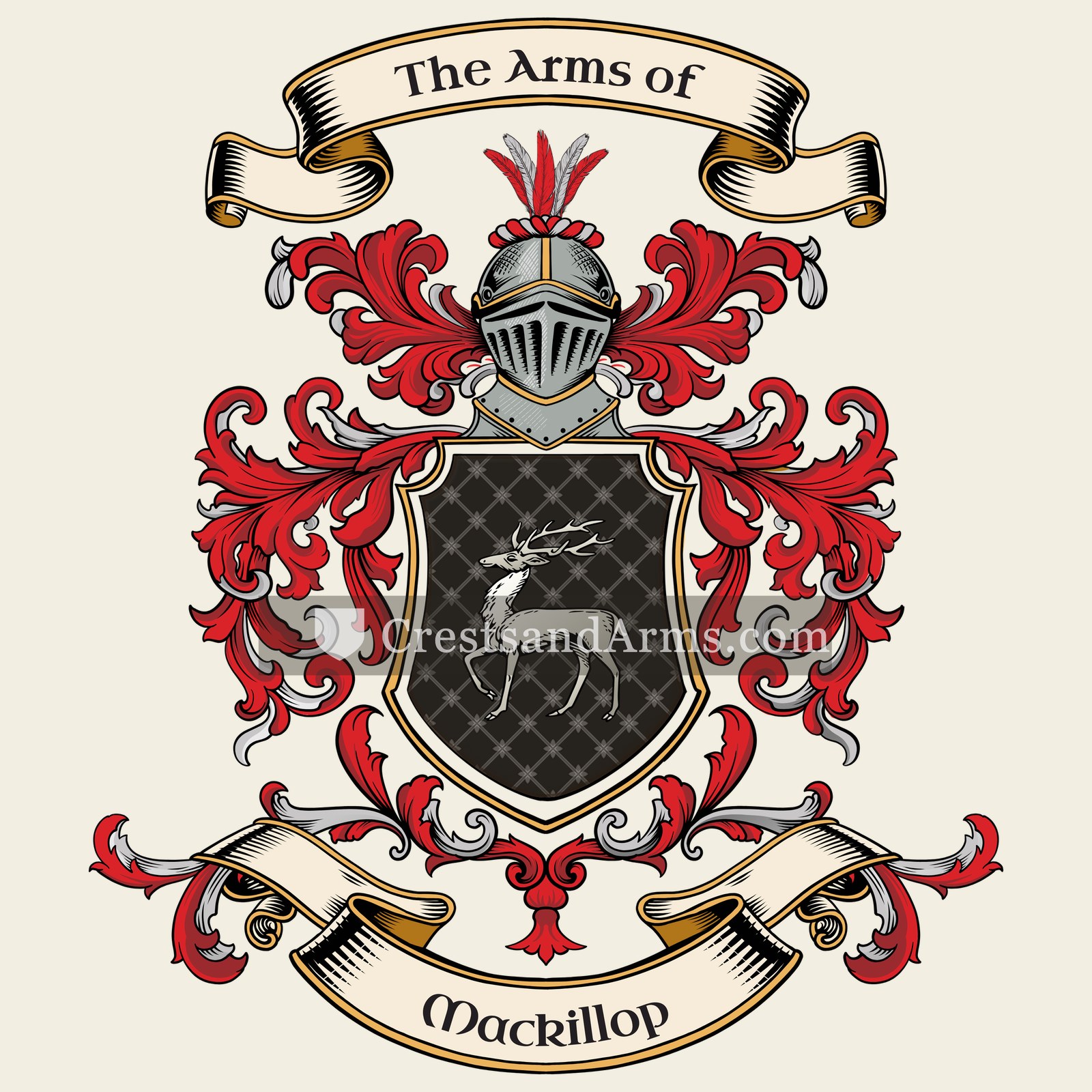 The Mackillop coat of arms, drawn from the recorded blazon