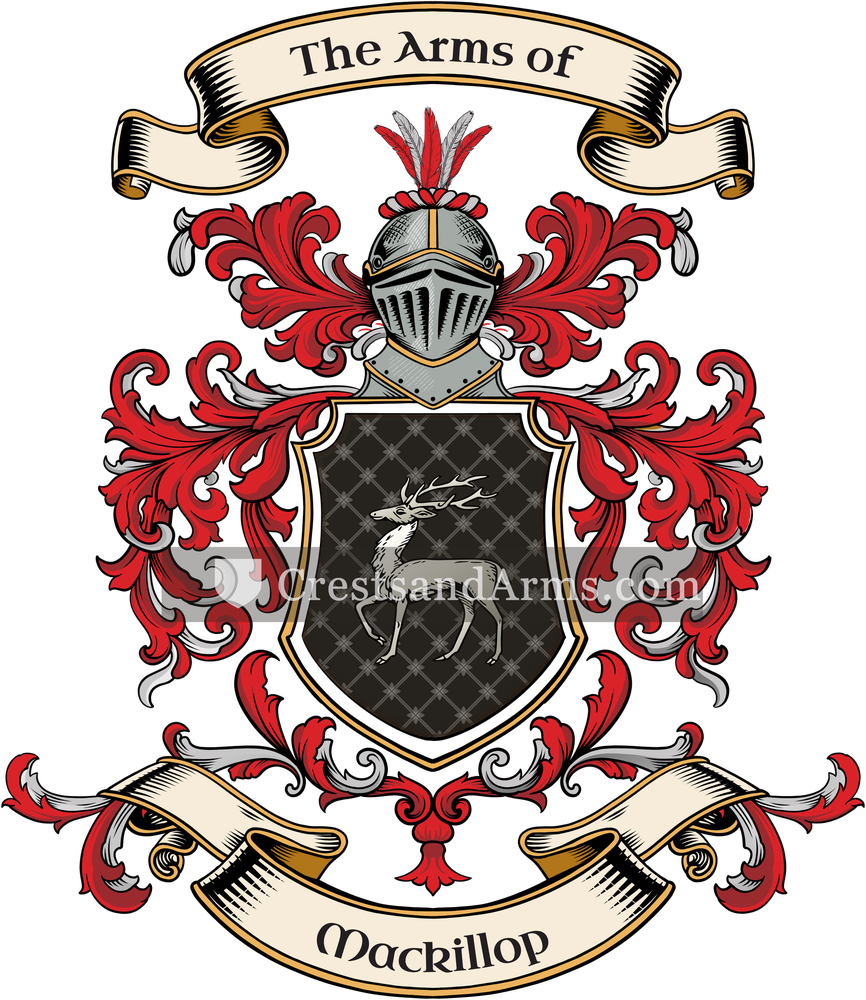 The Mackillop coat of arms, drawn from the recorded blazon
