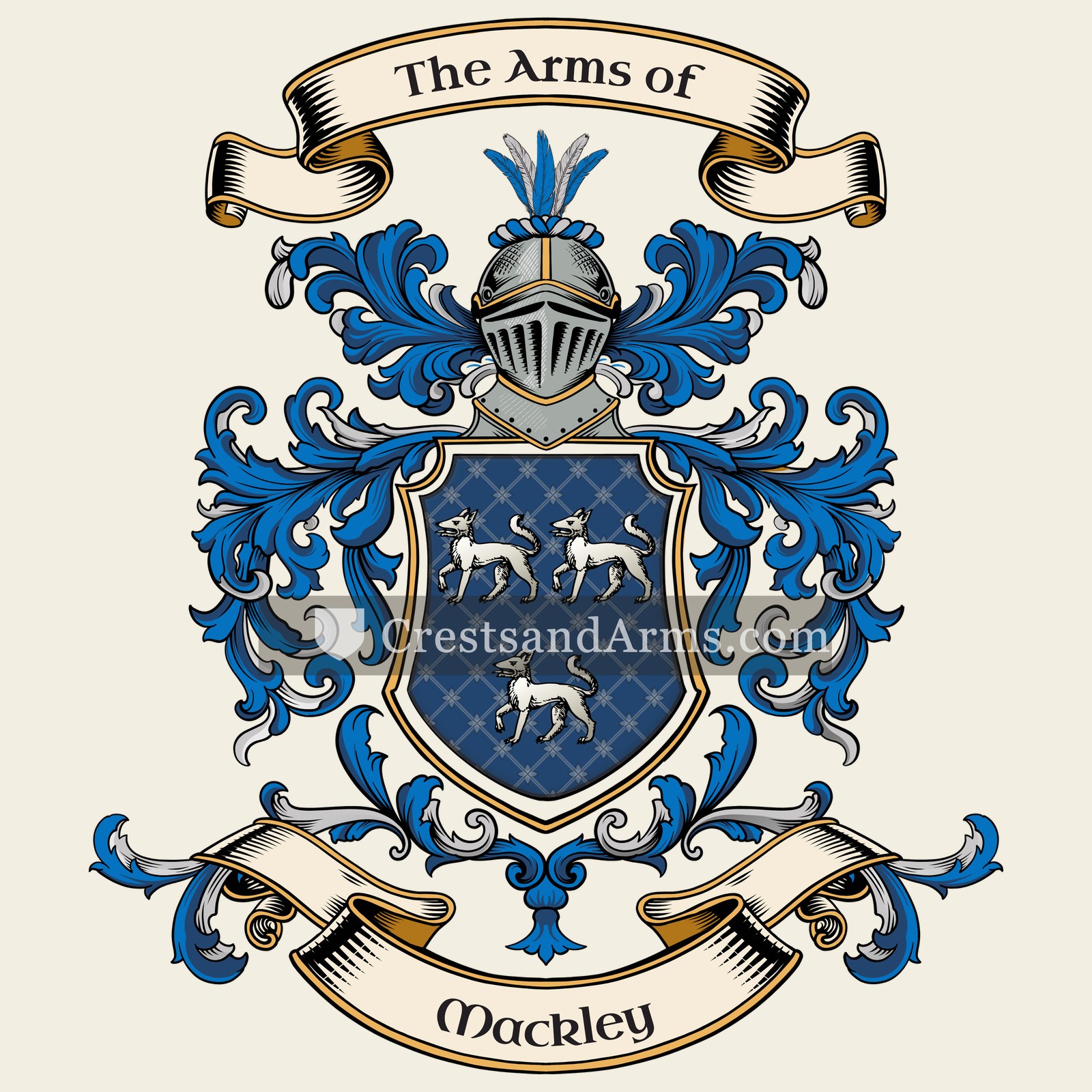 The Mackley coat of arms, drawn from the recorded blazon