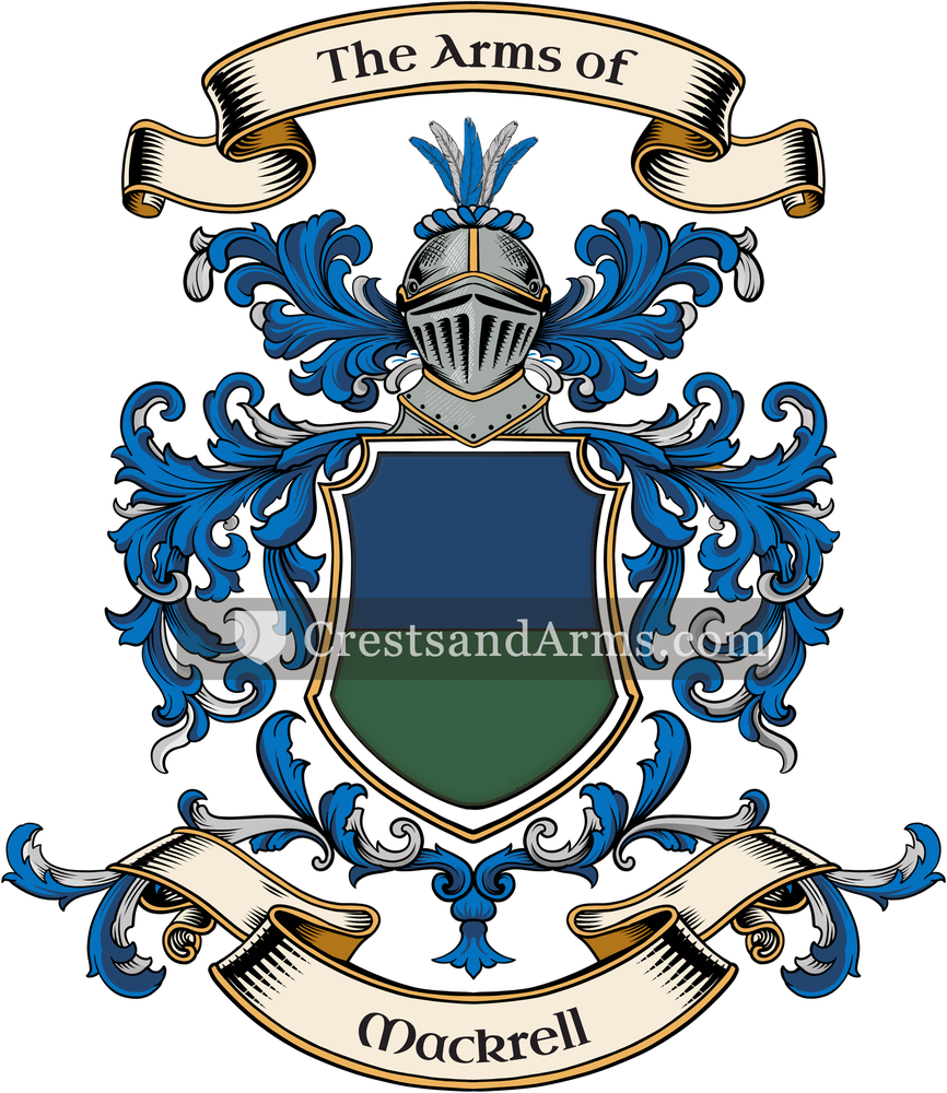 The Mackrell coat of arms, drawn from the recorded blazon