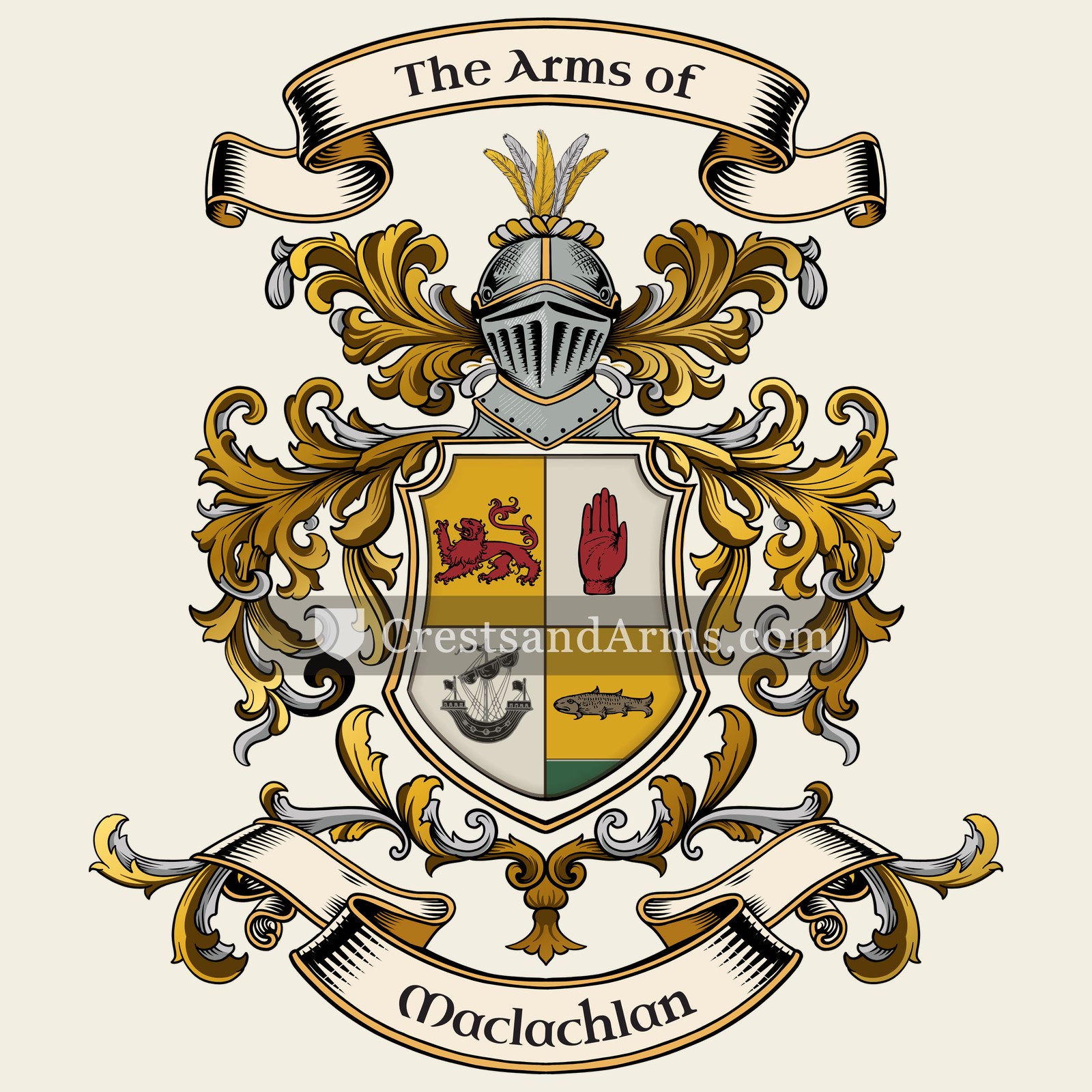 The Maclachlan coat of arms, drawn from the recorded blazon