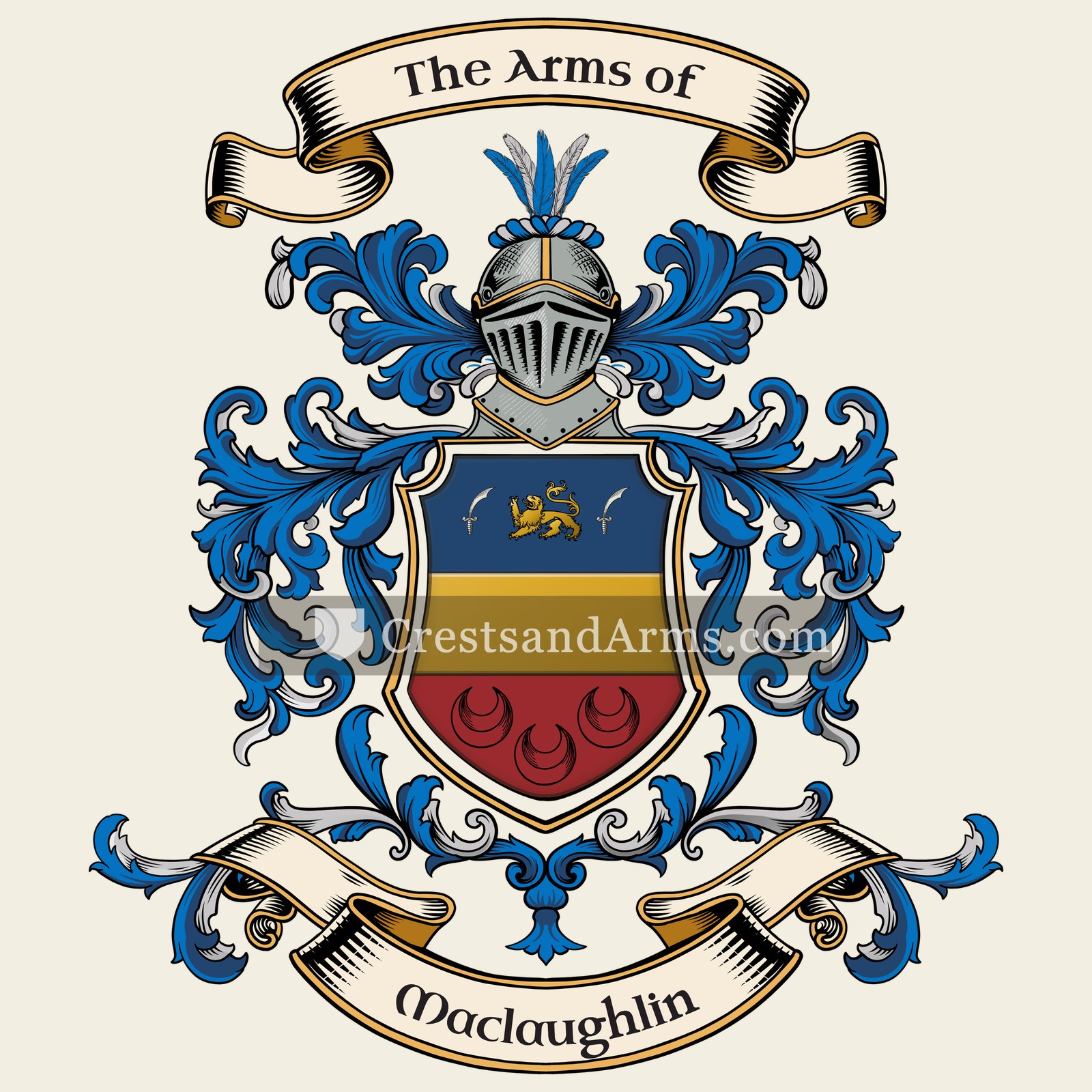 The Maclaughlin coat of arms, drawn from the recorded blazon