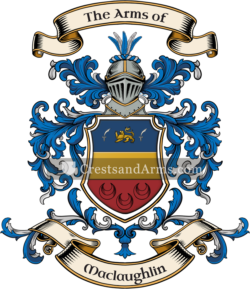 The Maclaughlin coat of arms, drawn from the recorded blazon