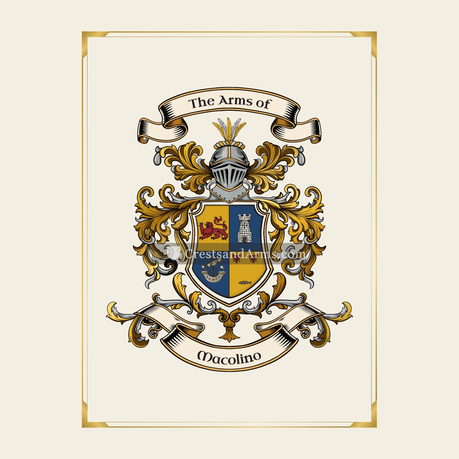 With gold border