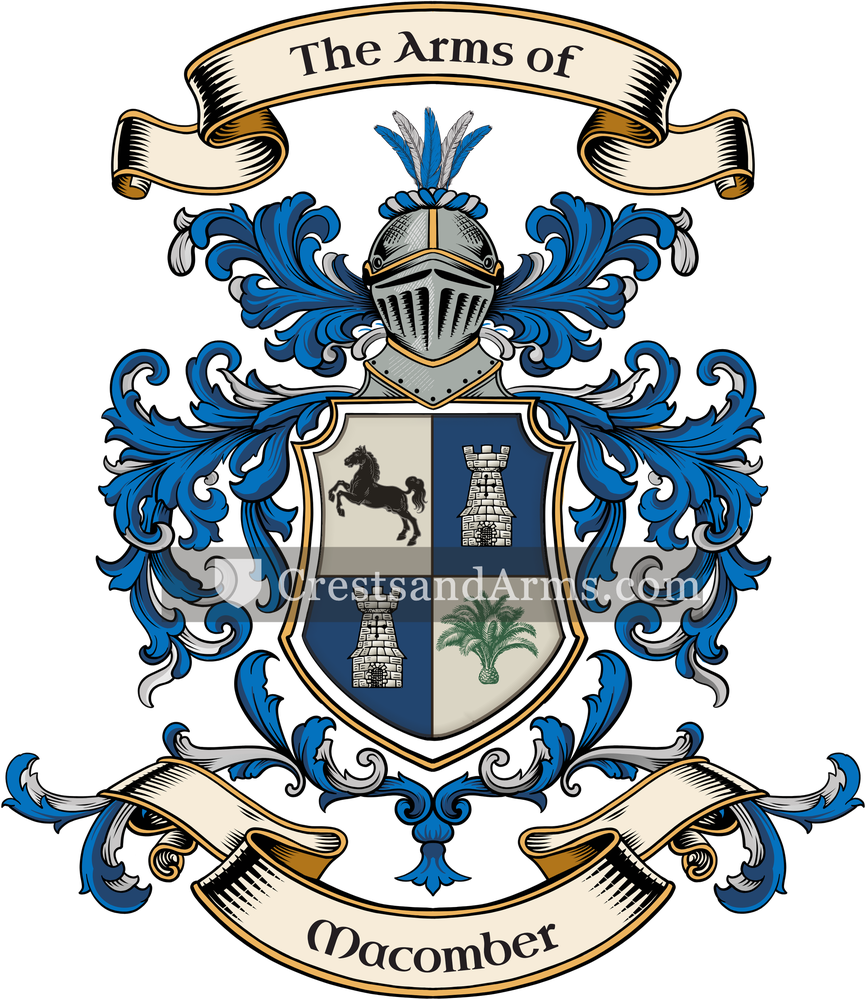 The Macomber coat of arms, drawn from the recorded blazon