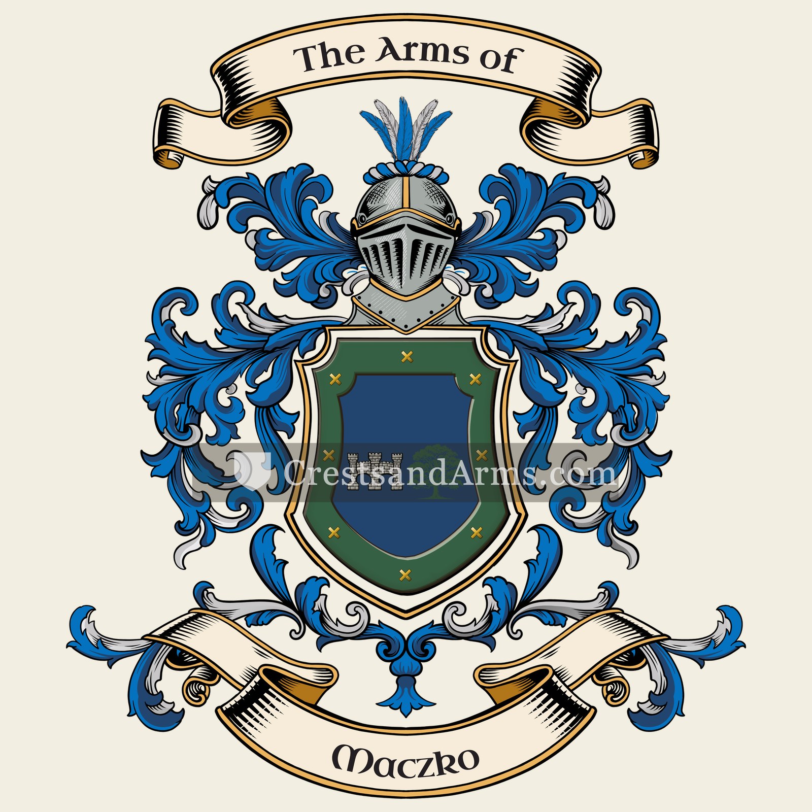 The Maczko coat of arms, drawn from the recorded blazon