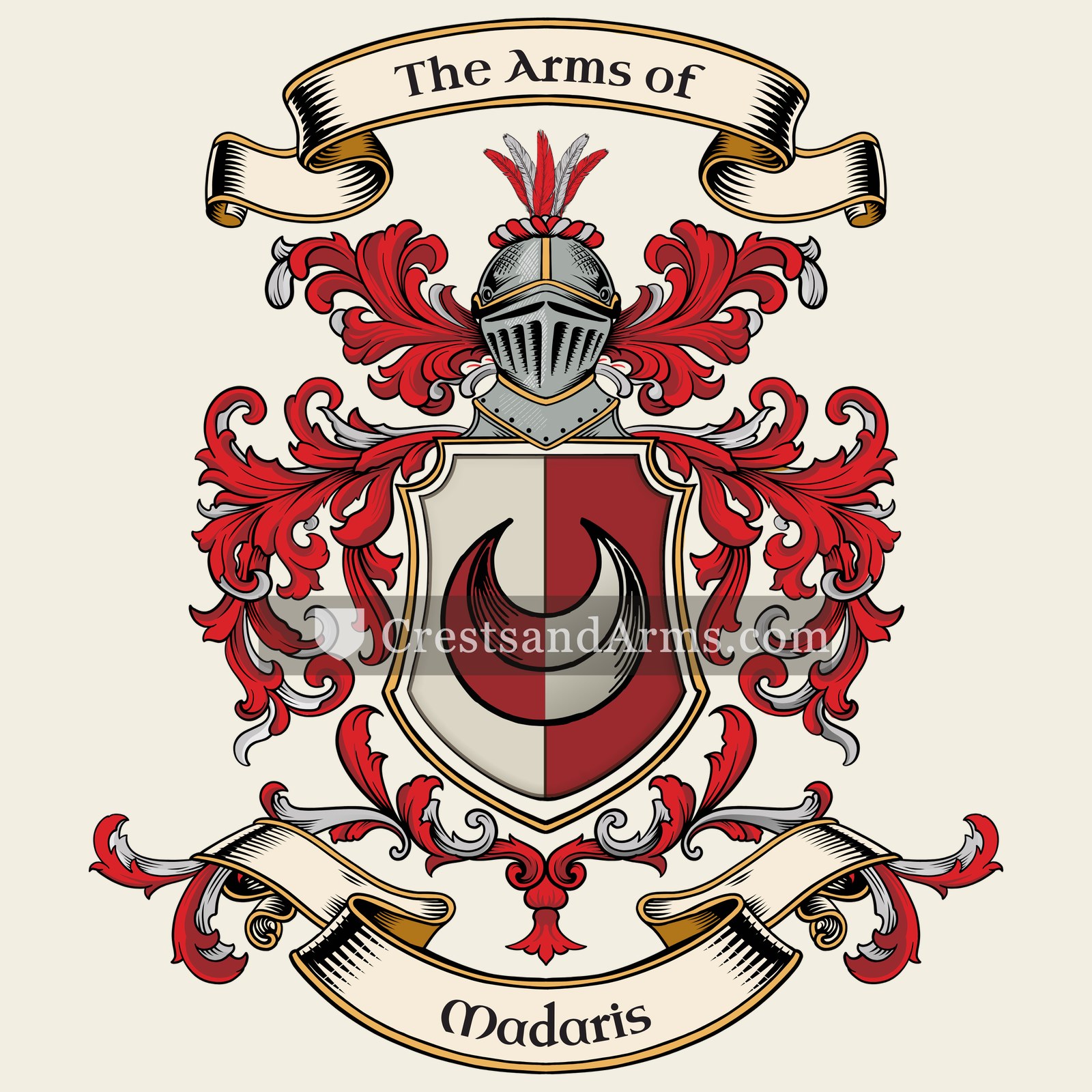 The Madaris coat of arms, drawn from the recorded blazon