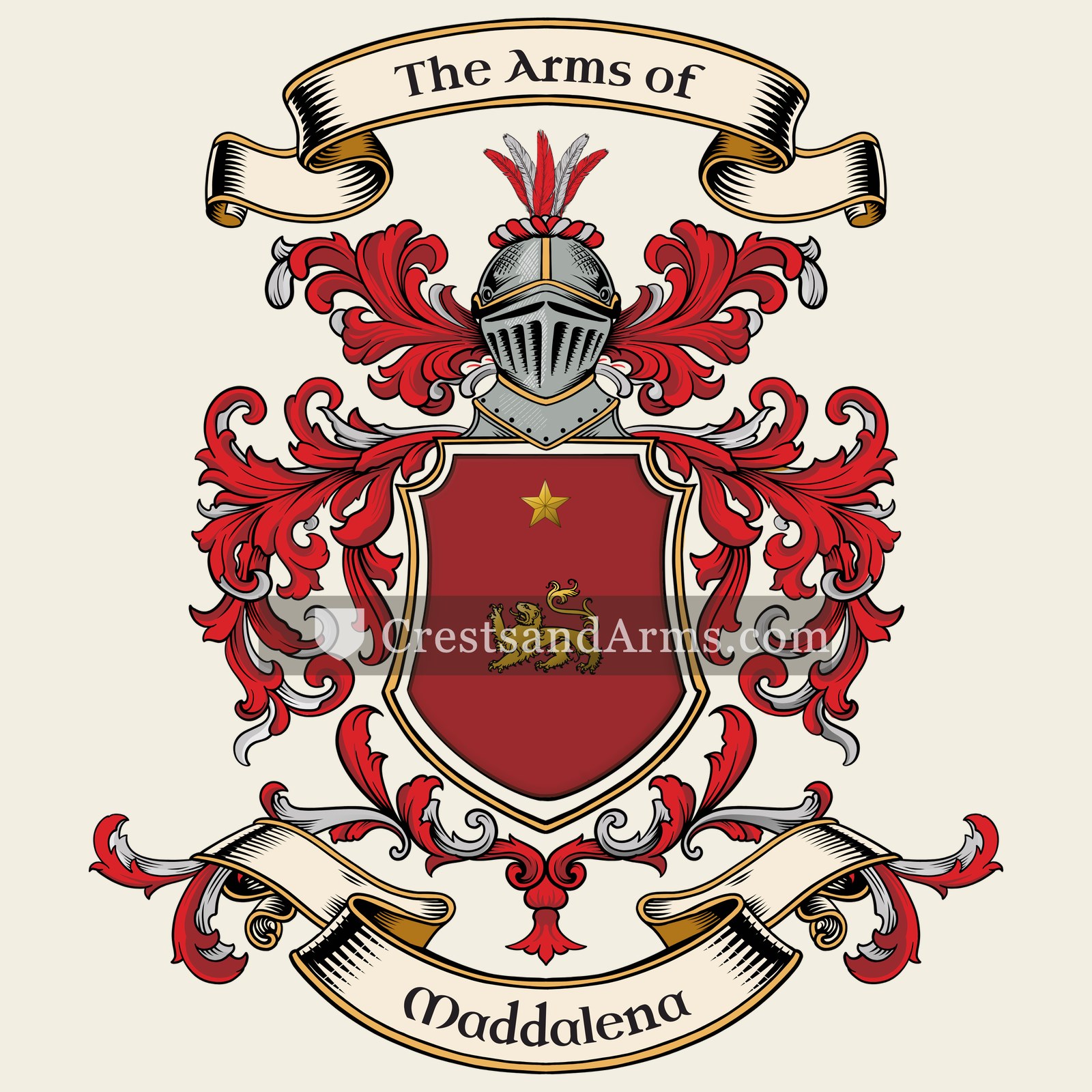 The Maddalena coat of arms, drawn from the recorded blazon