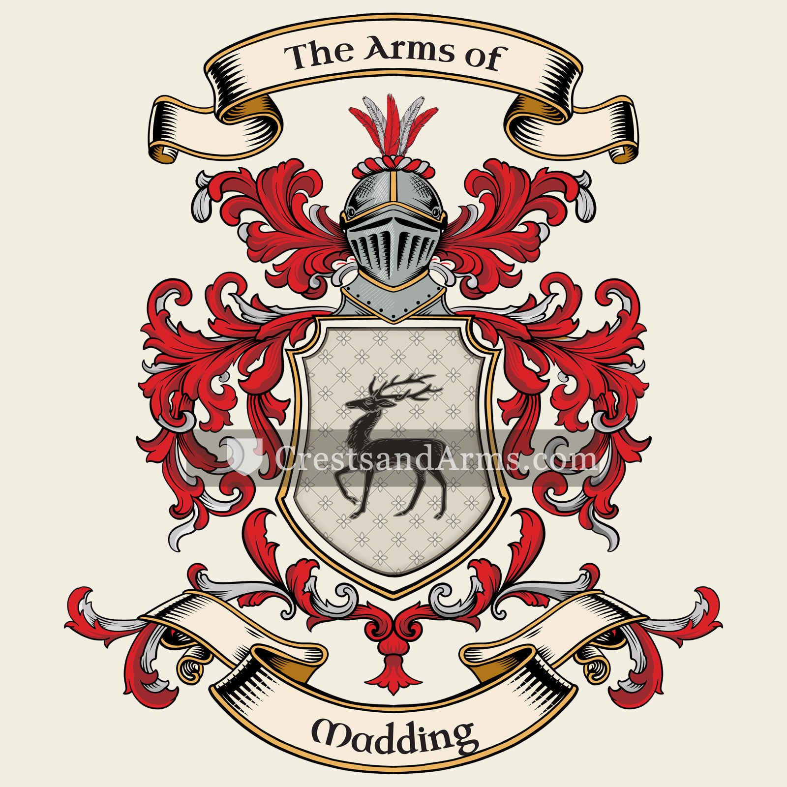 The Madding coat of arms, drawn from the recorded blazon