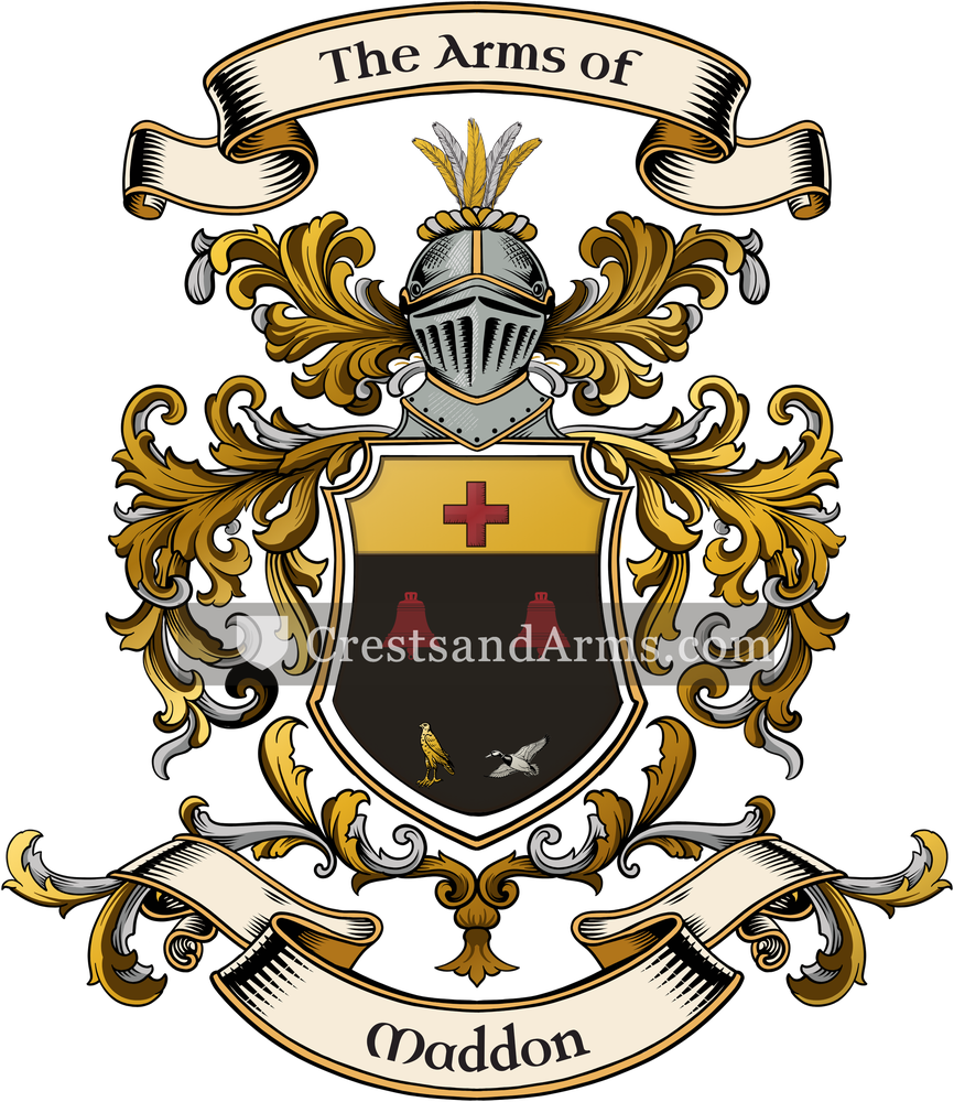 The Maddon coat of arms, drawn from the recorded blazon