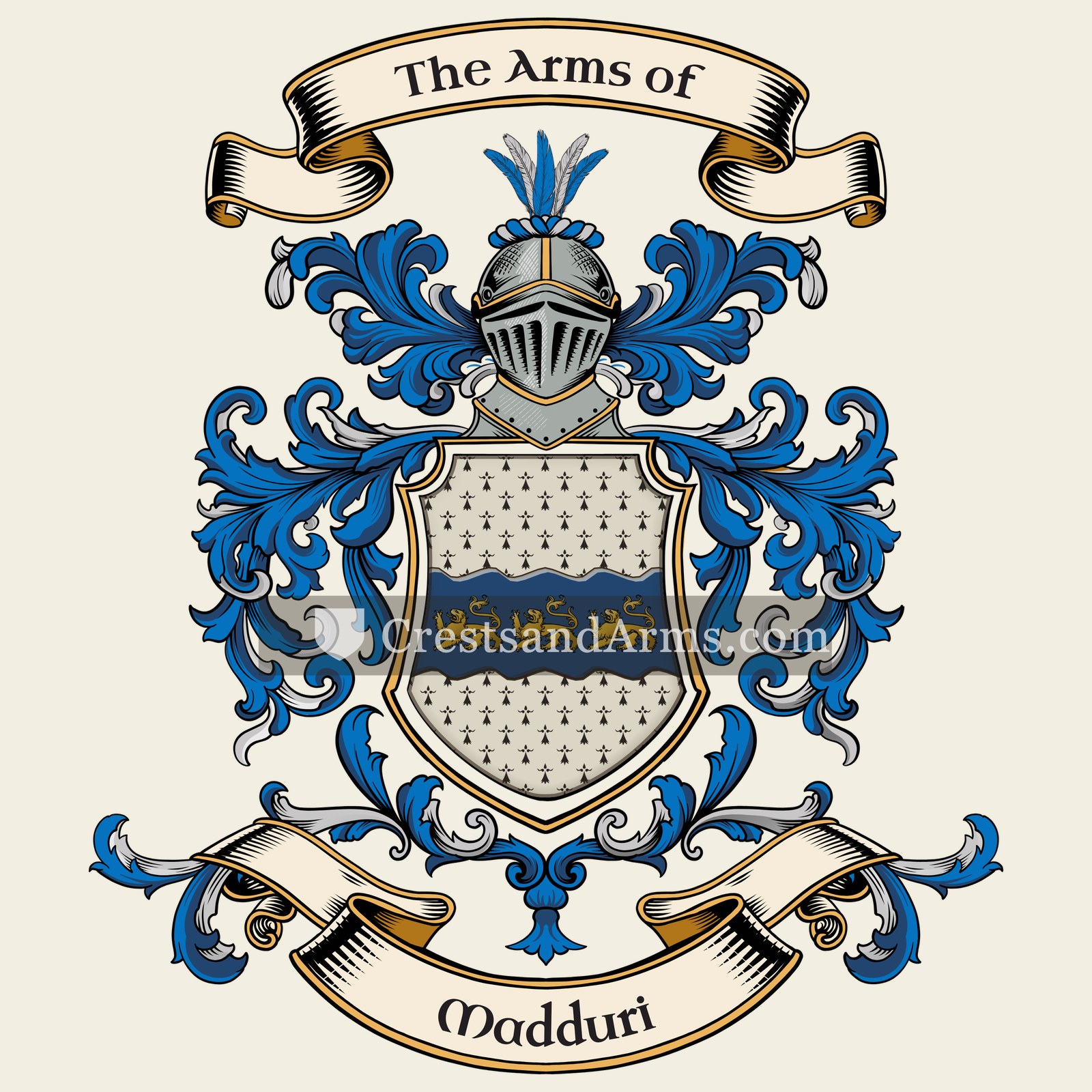 The Madduri coat of arms, drawn from the recorded blazon