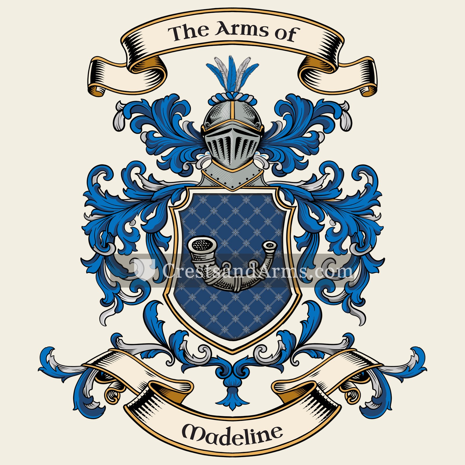 The Madeline coat of arms, drawn from the recorded blazon