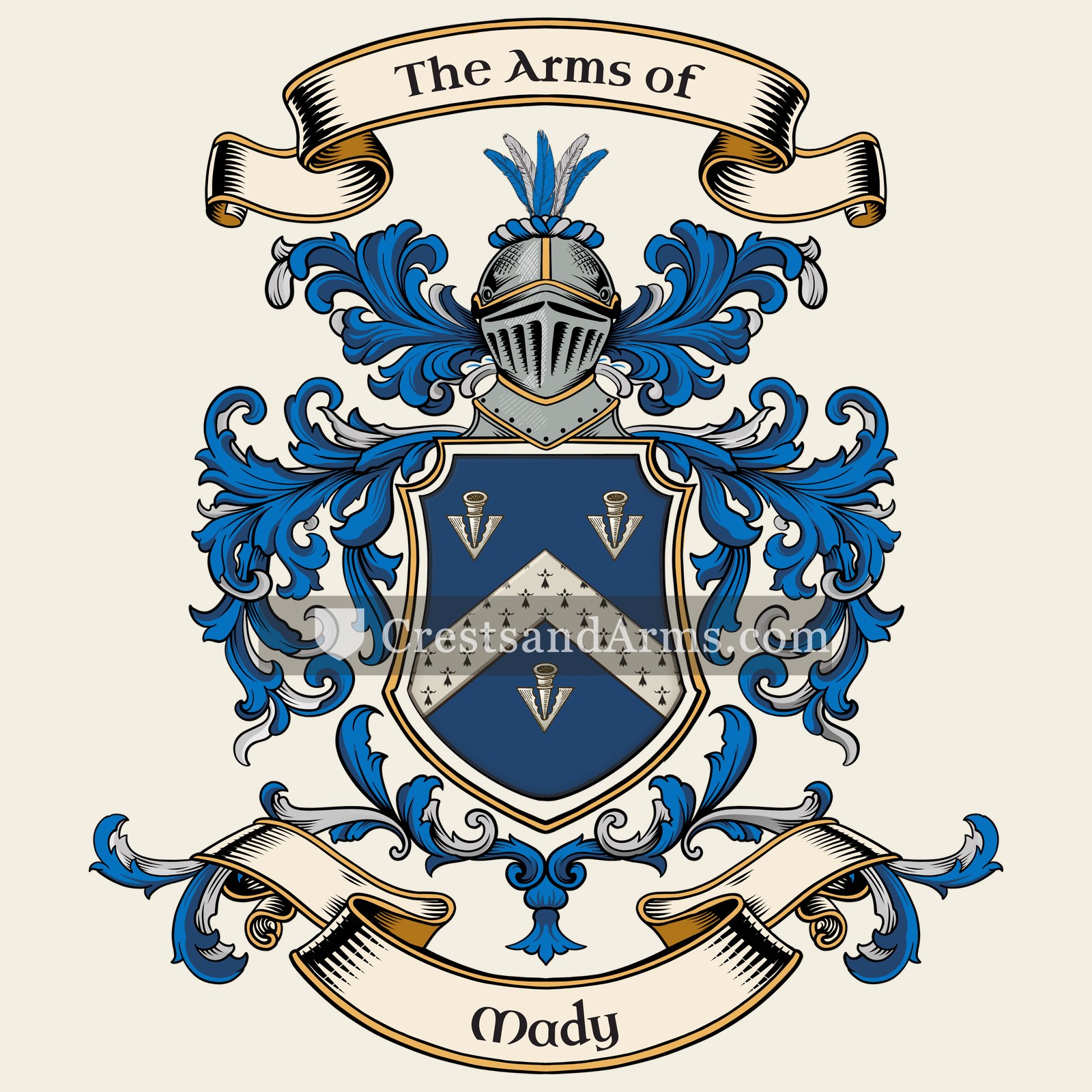 The Mady coat of arms, drawn from the recorded blazon