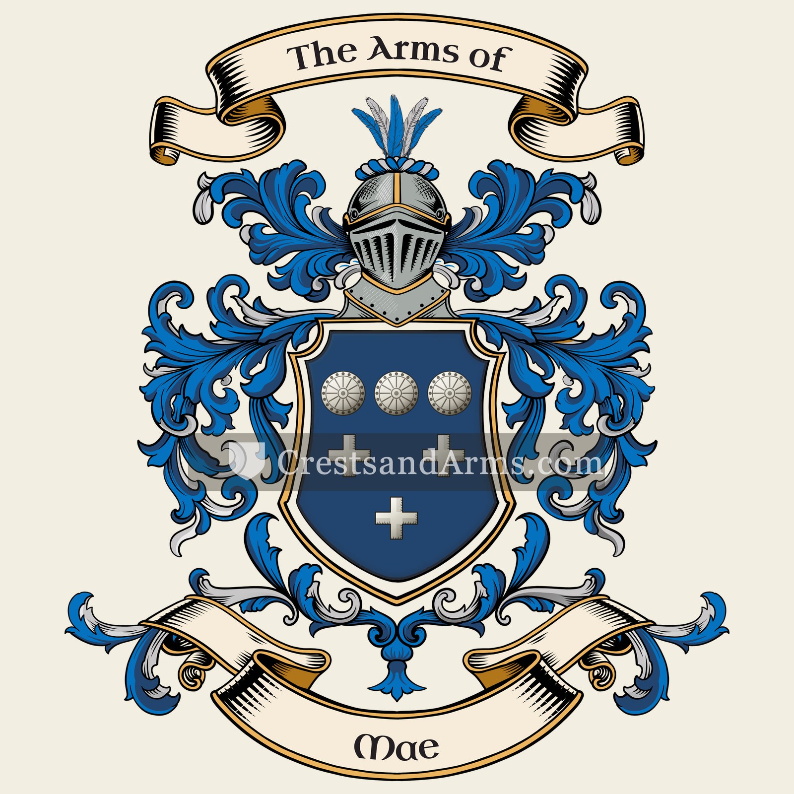 The Mae coat of arms, drawn from the recorded blazon