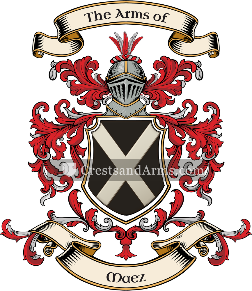 The Maez coat of arms, drawn from the recorded blazon