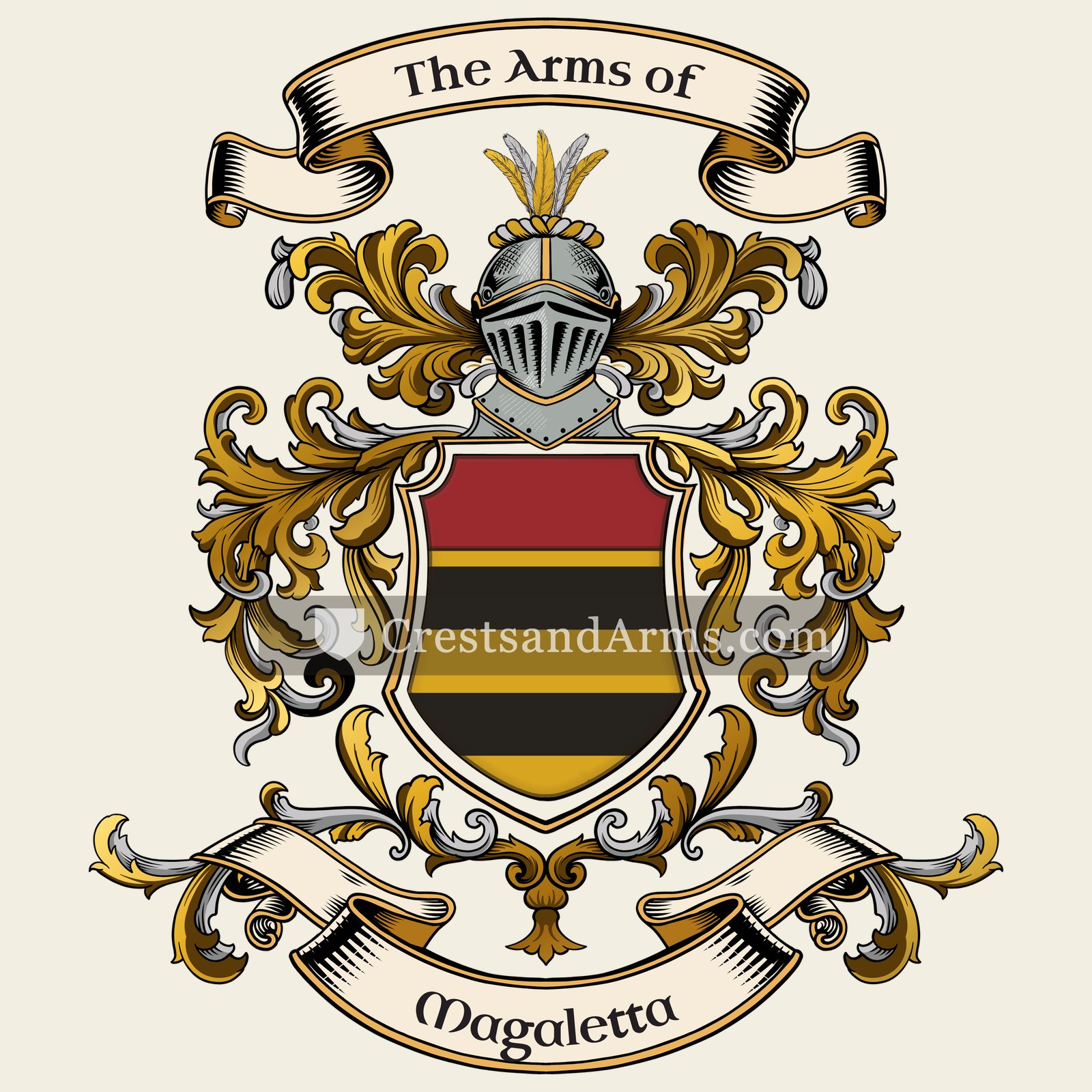 The Magaletta coat of arms, drawn from the recorded blazon