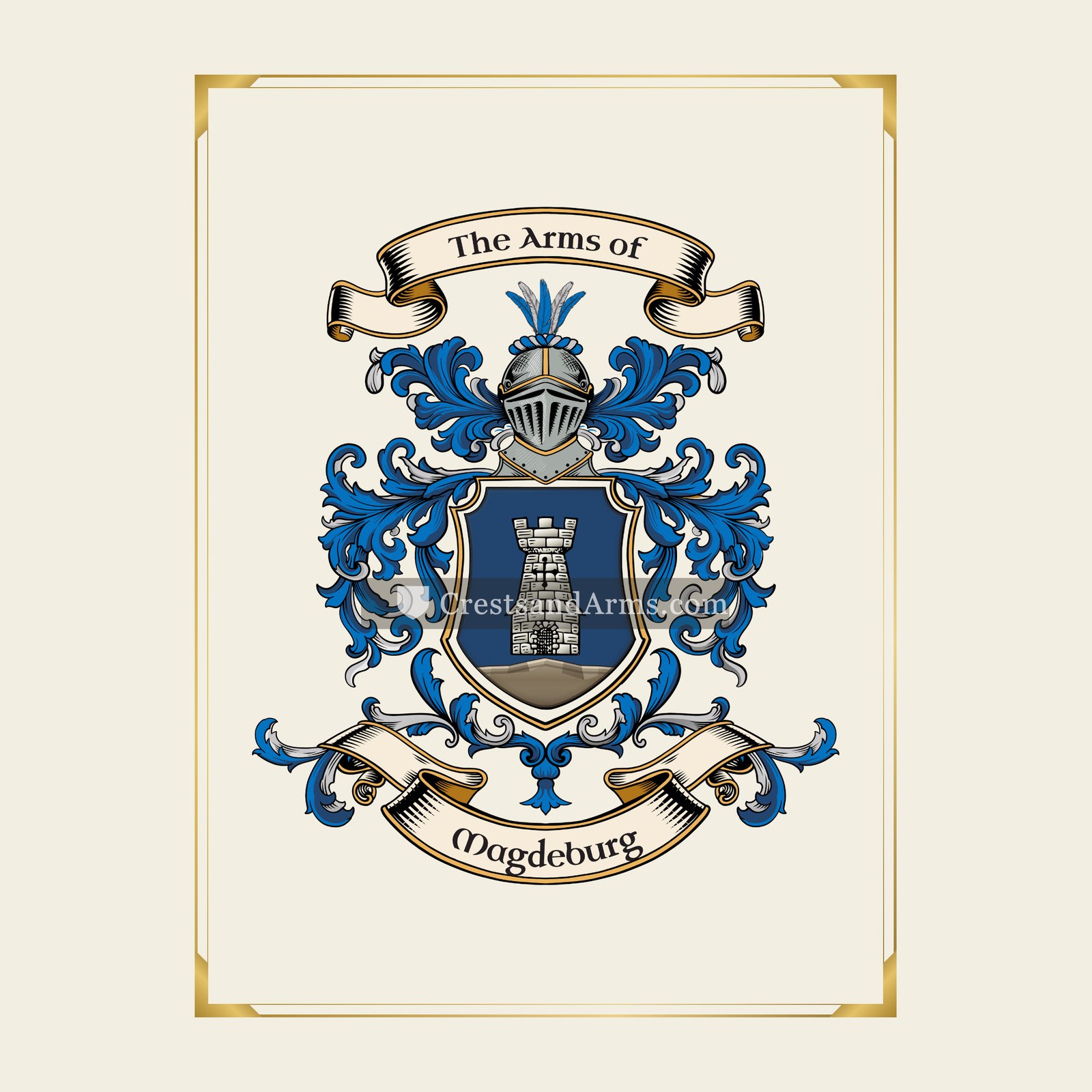 With gold border