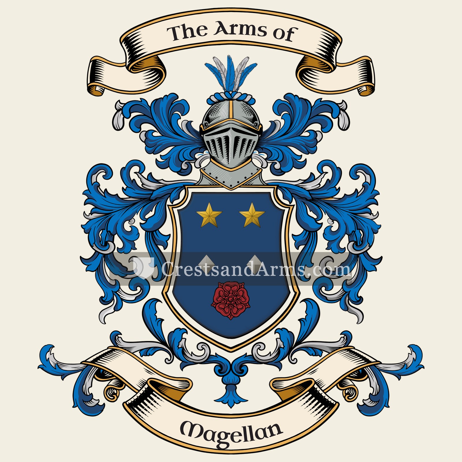 The Magellan coat of arms, drawn from the recorded blazon