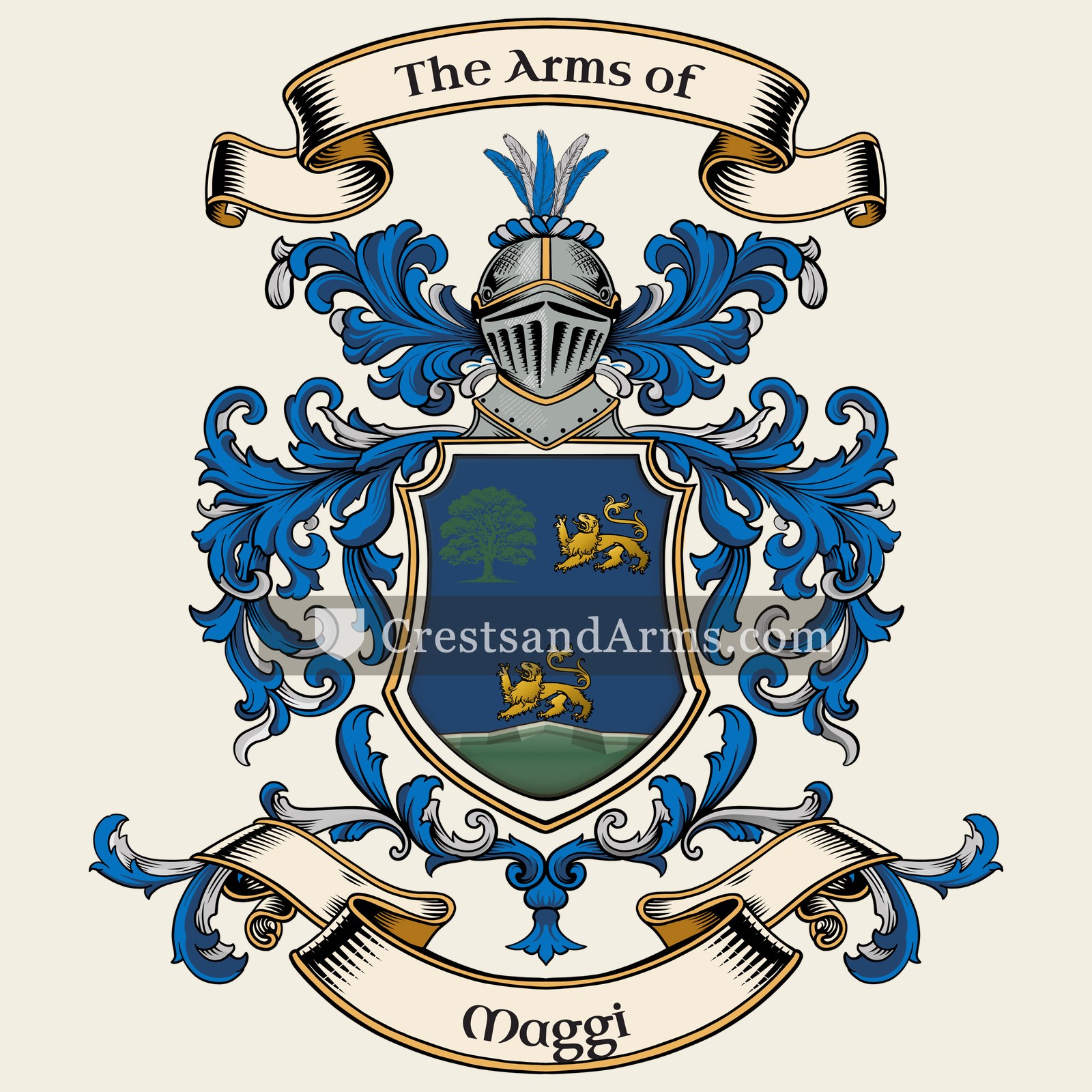 The Maggi coat of arms, drawn from the recorded blazon