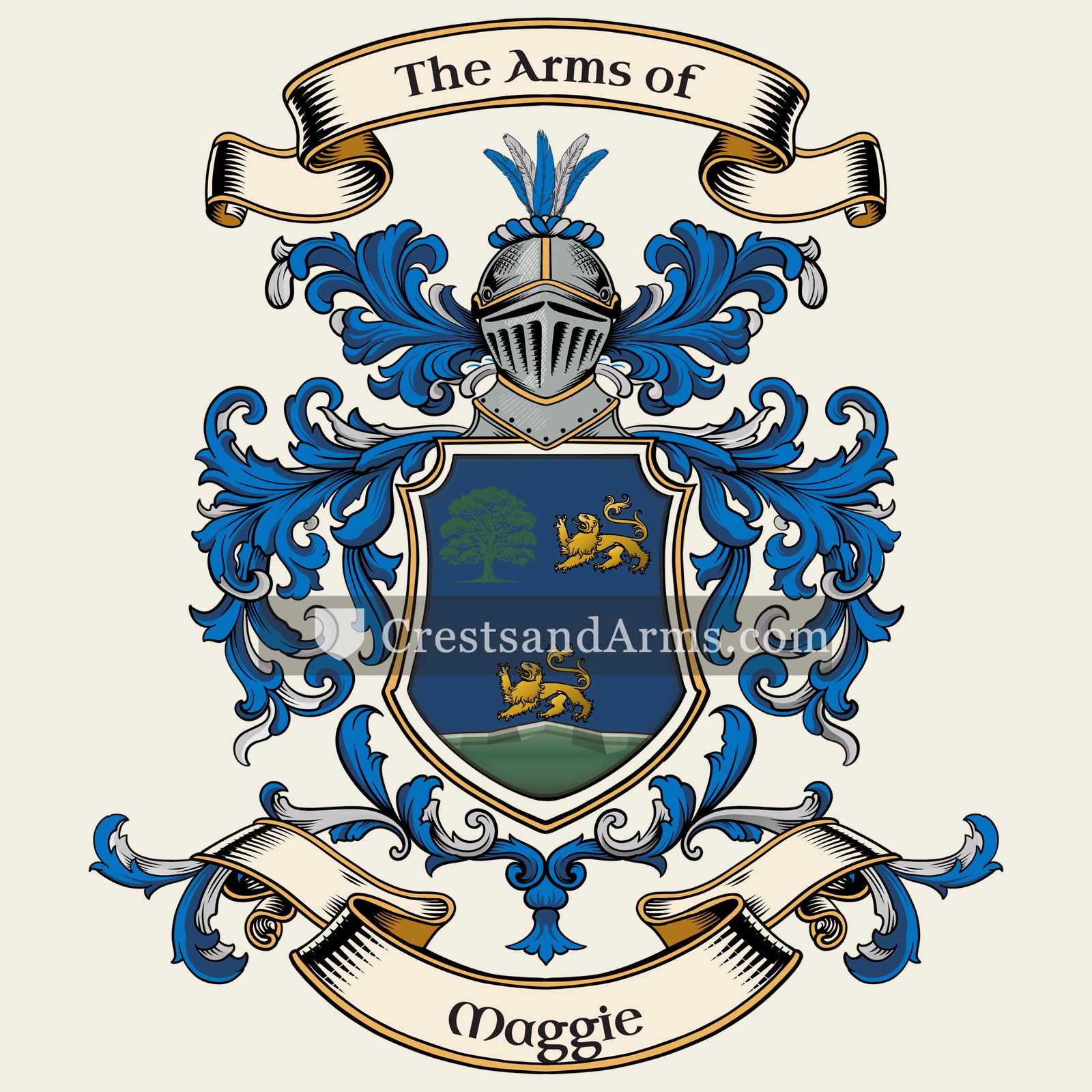 The Maggie coat of arms, drawn from the recorded blazon