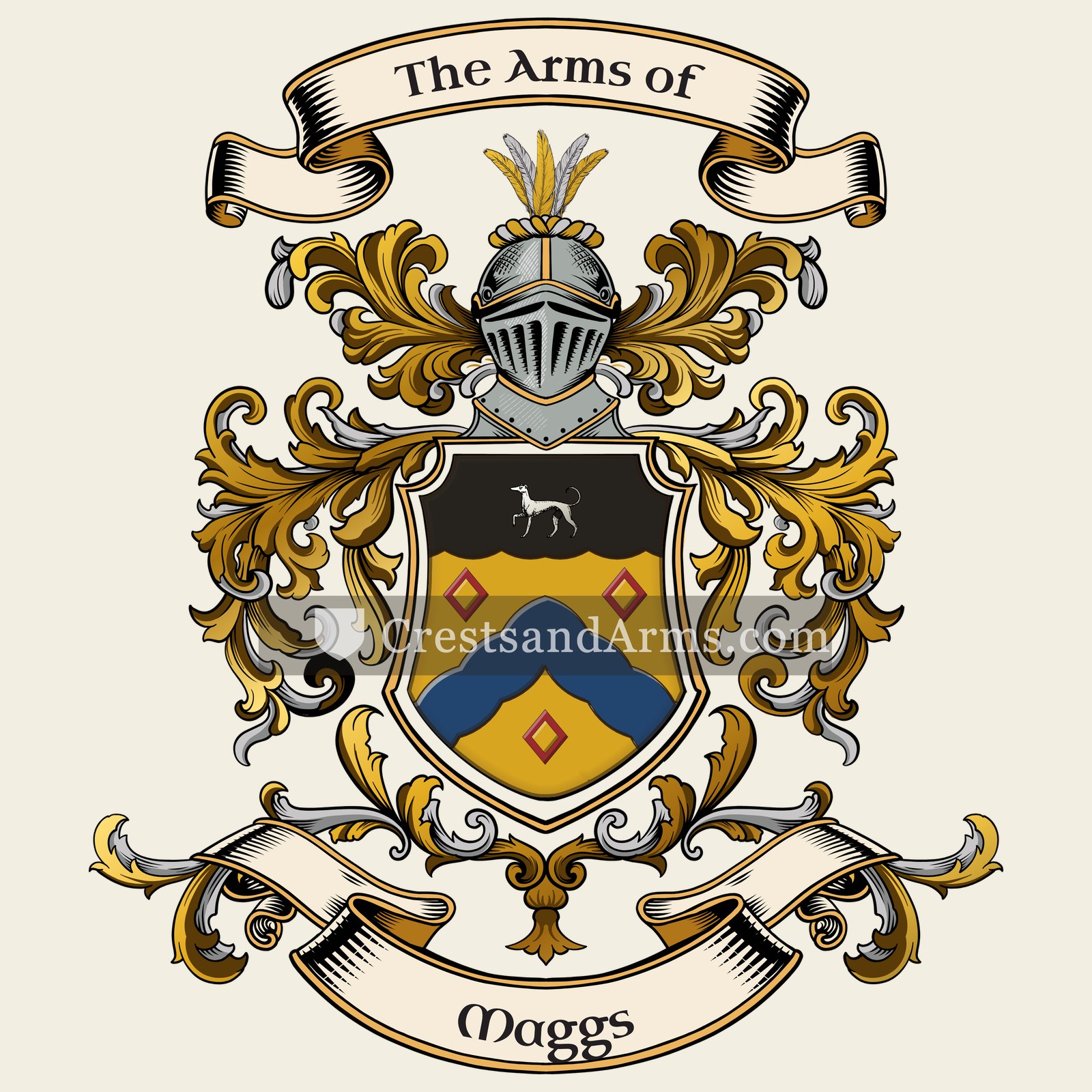 The Maggs coat of arms, drawn from the recorded blazon