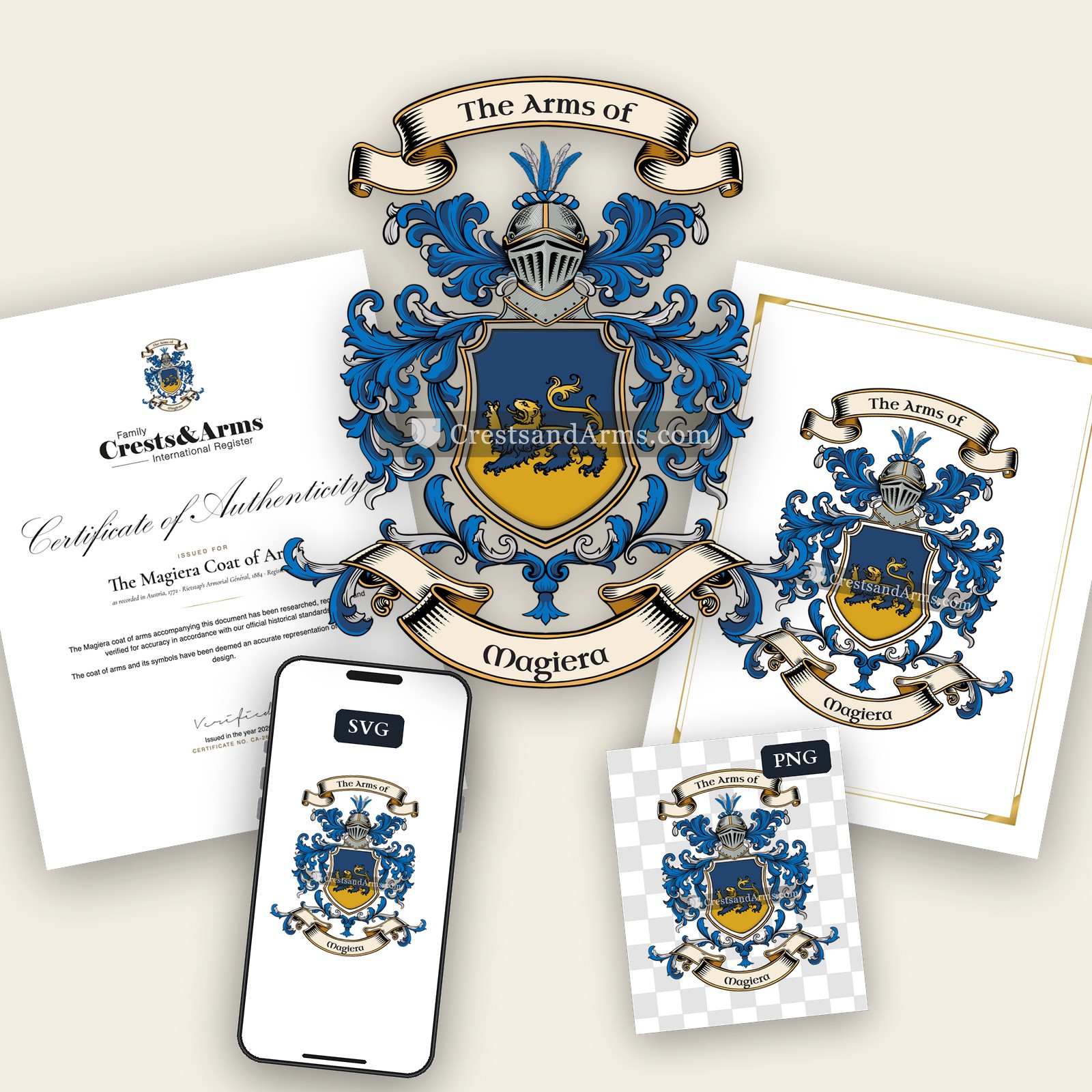 The Magiera arms on the coat of arms — digital pack