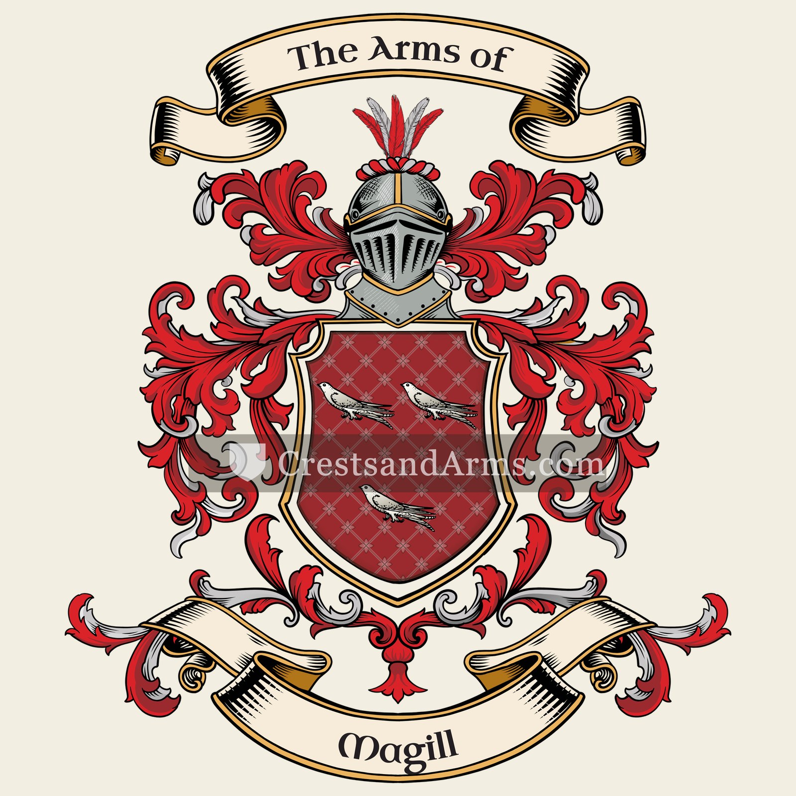 The Magill coat of arms, drawn from the recorded blazon