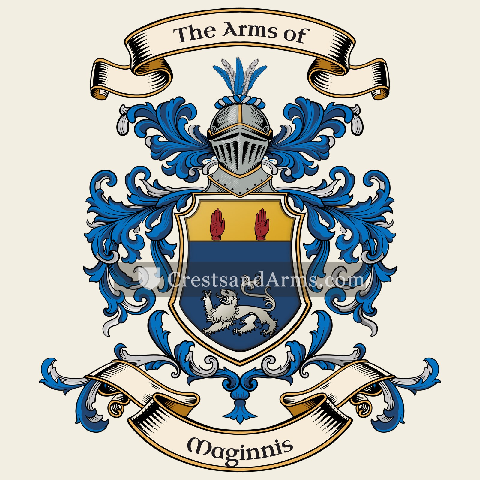 The Maginnis coat of arms, drawn from the recorded blazon