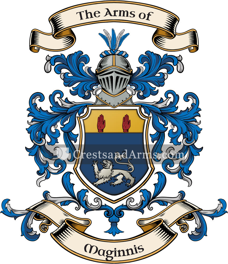 The Maginnis coat of arms, drawn from the recorded blazon