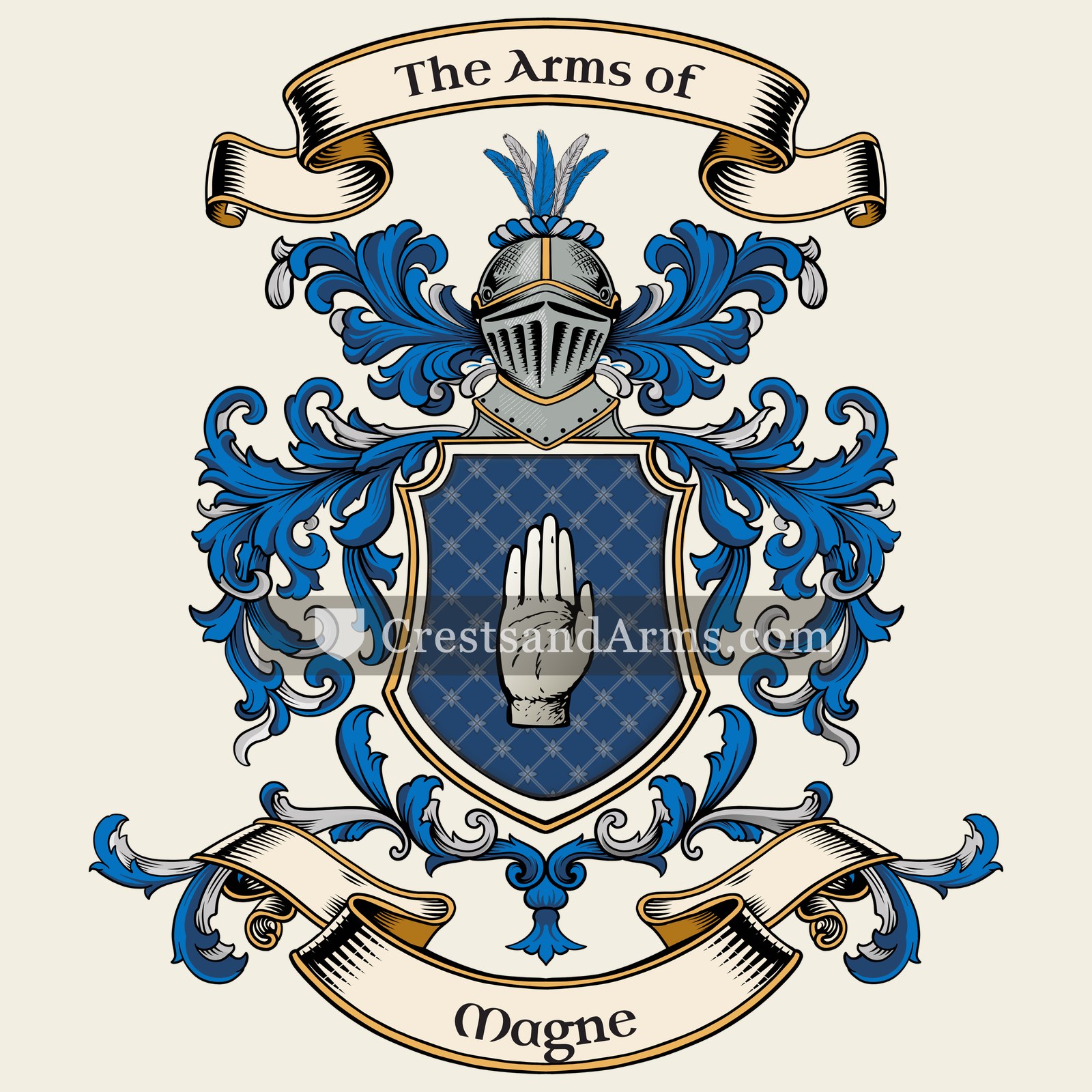 The Magne coat of arms, drawn from the recorded blazon