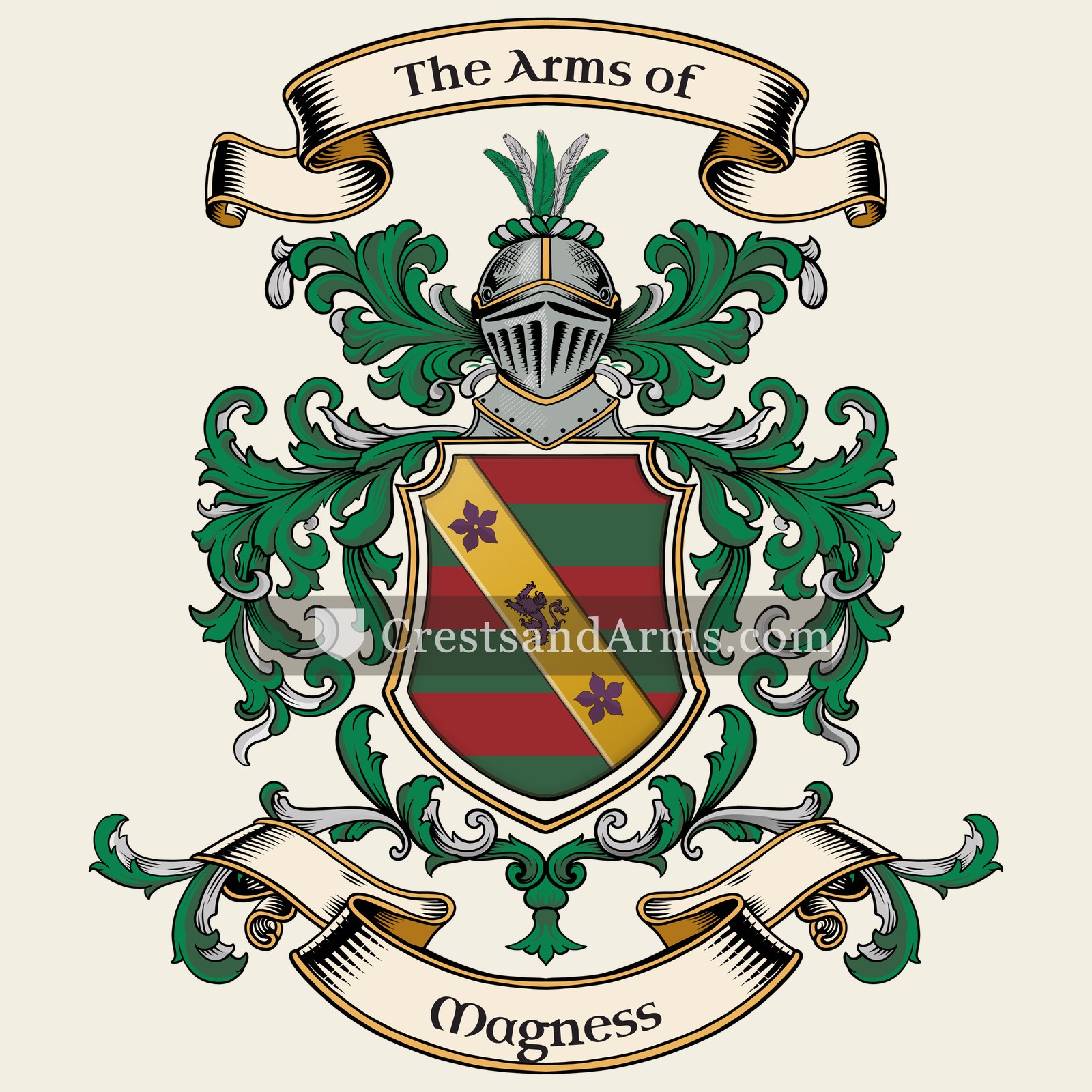 The Magness coat of arms, drawn from the recorded blazon