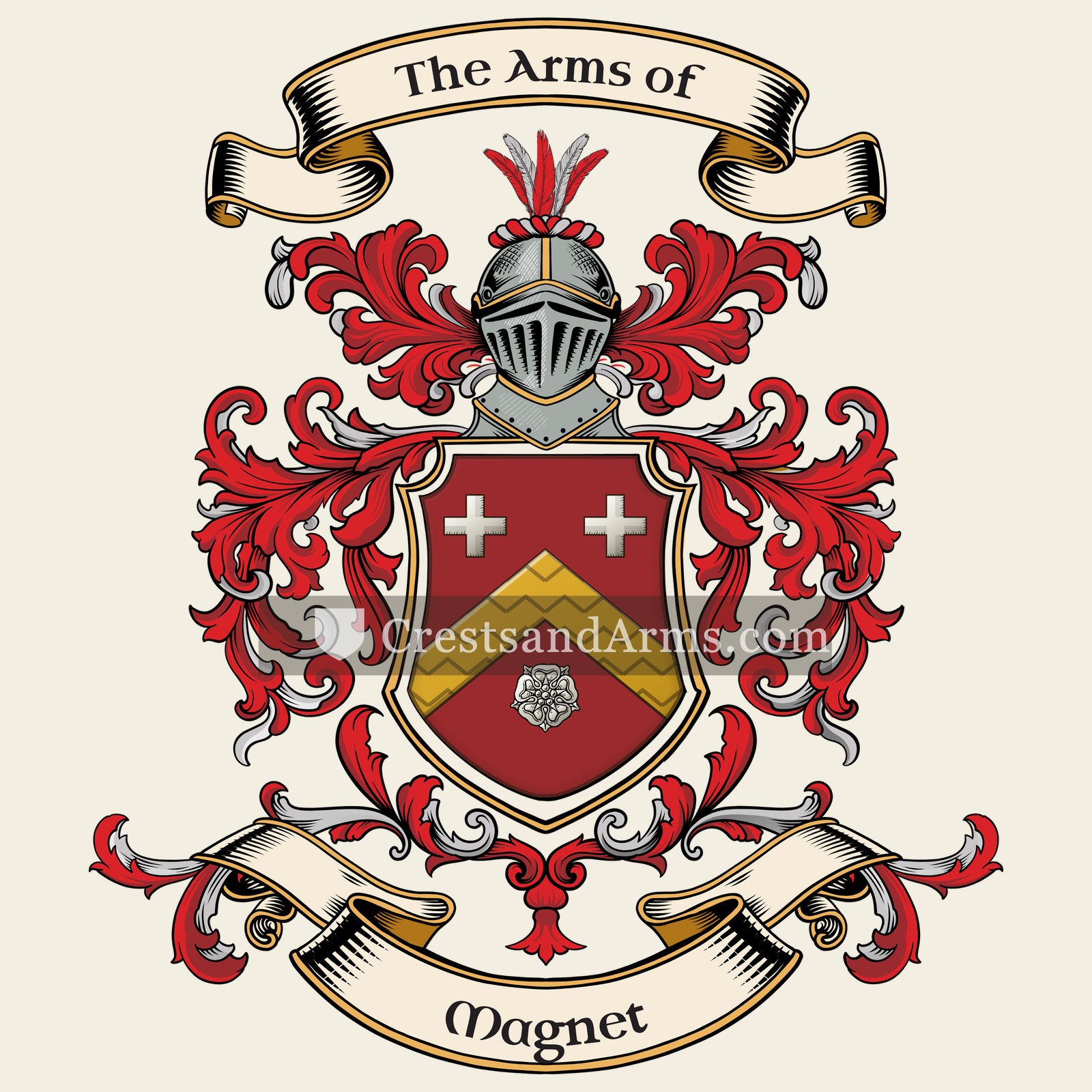 The Magnet coat of arms, drawn from the recorded blazon