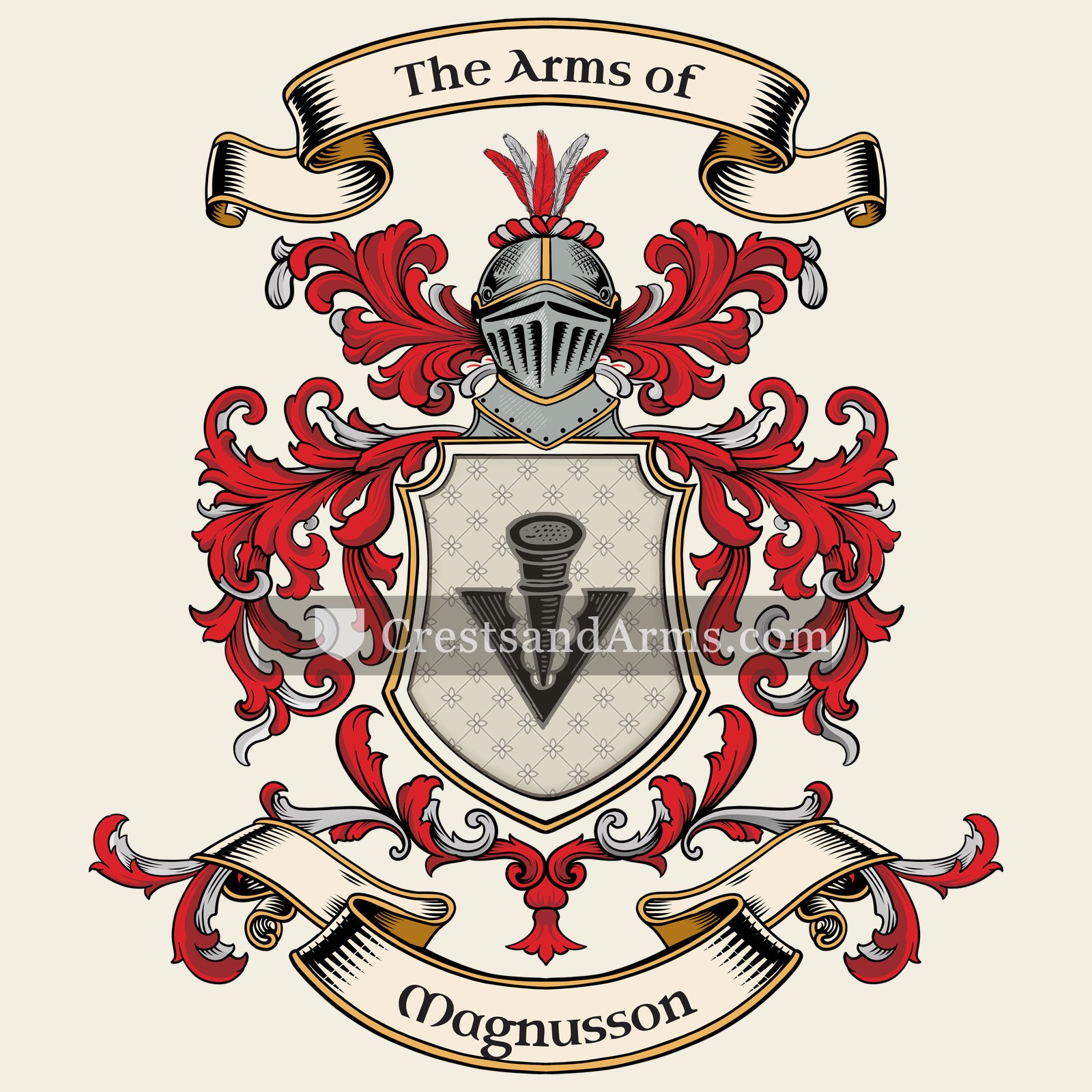 The Magnusson coat of arms, drawn from the recorded blazon