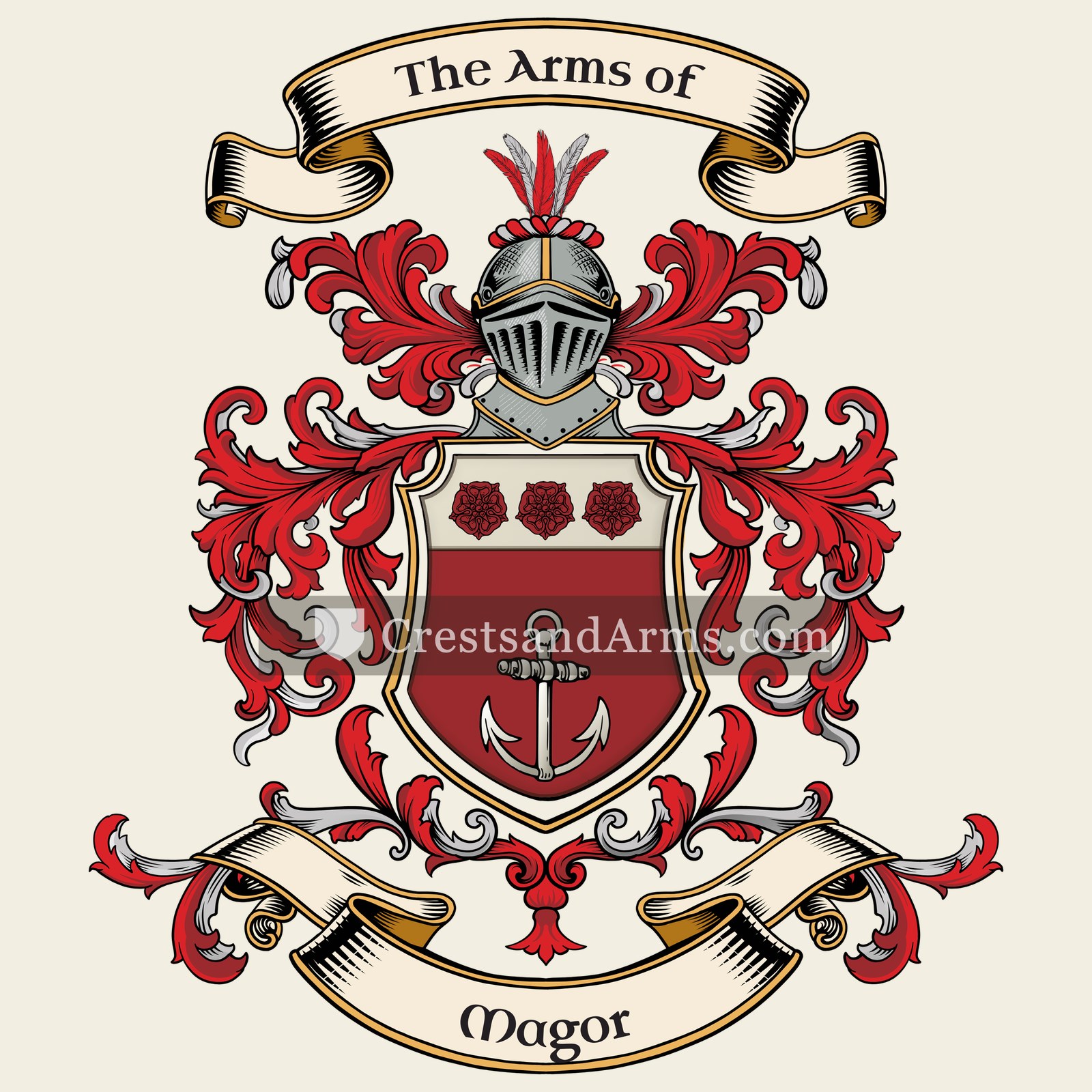 The Magor coat of arms, drawn from the recorded blazon